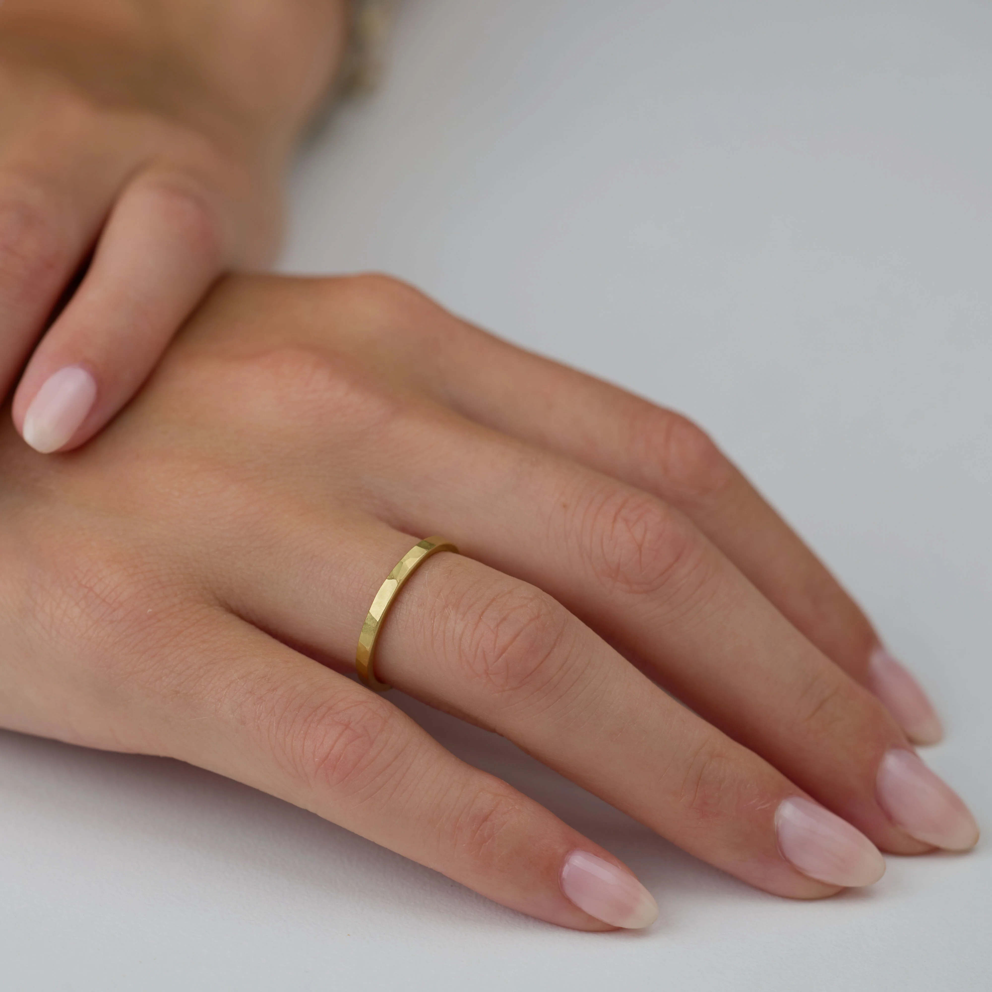 2mm Hammered Gold Band - Image 2