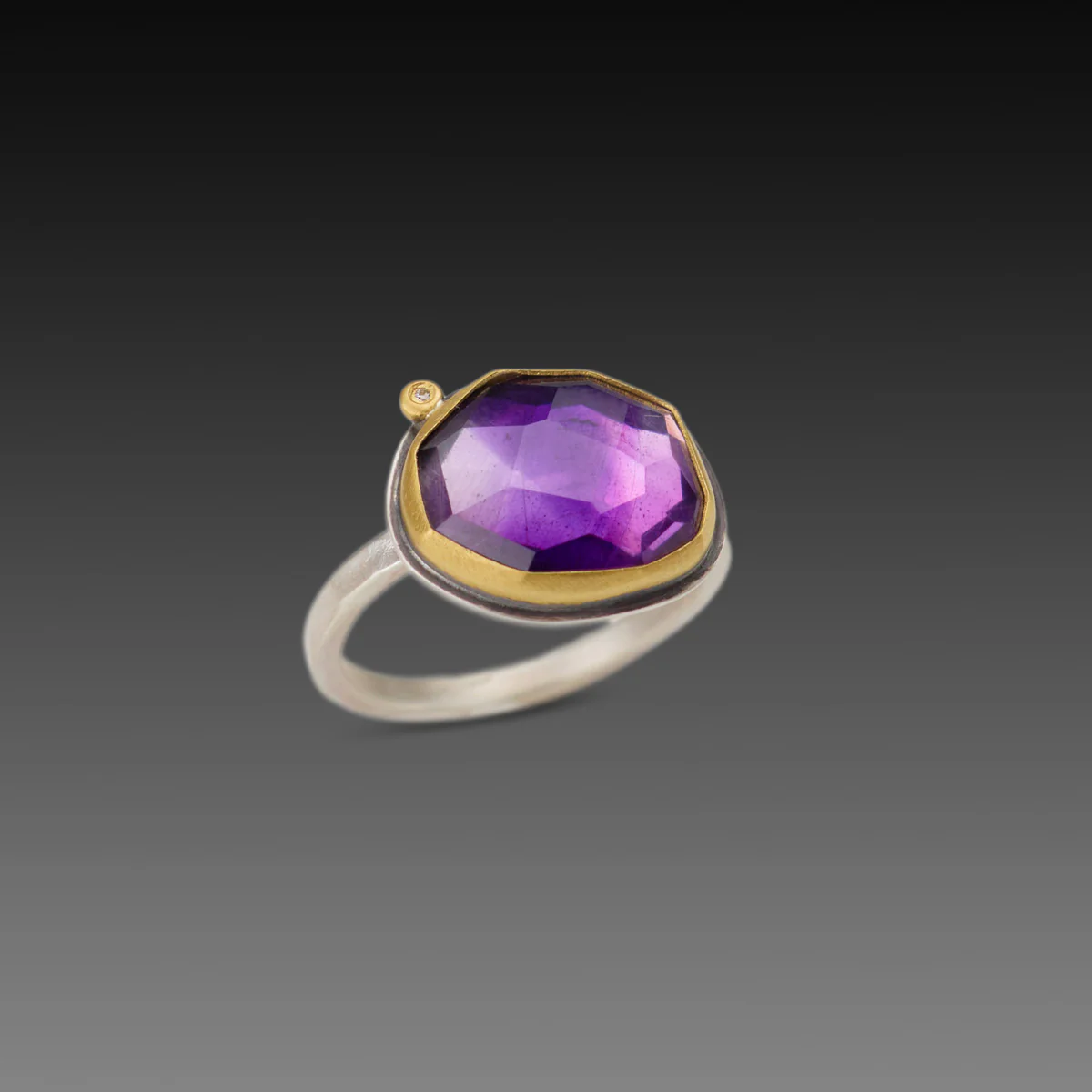 Amethyst Ring with Diamond - Image 3