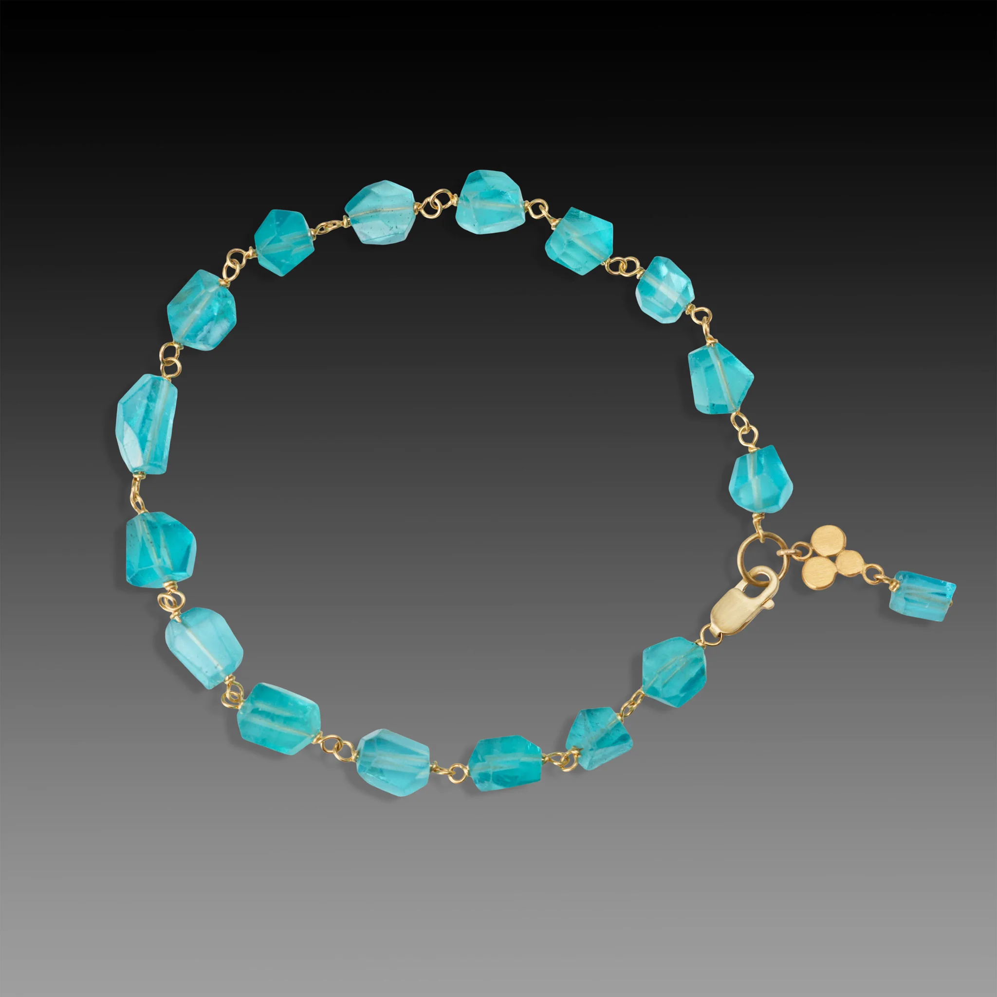 Apatite Bracelet with 22k Disk Charm