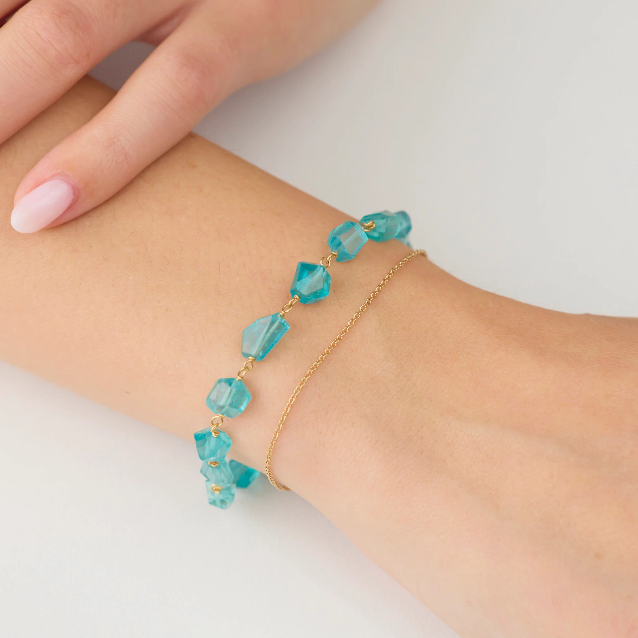 Apatite Bracelet with 22k Disk Charm - Image 2
