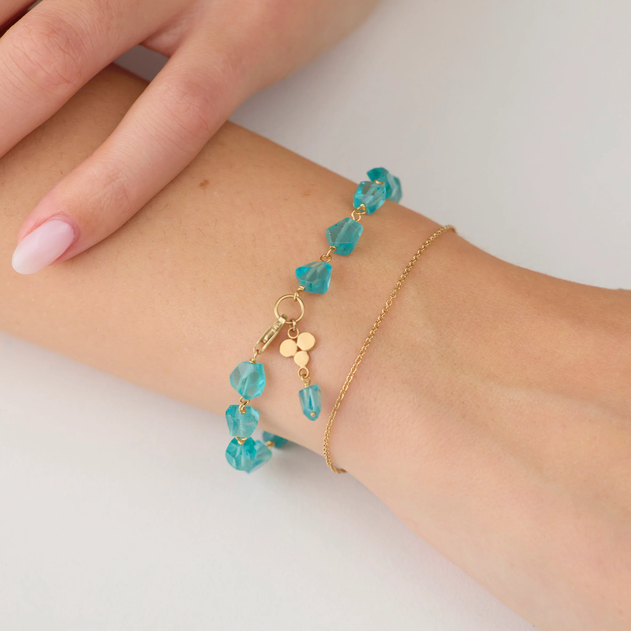 Apatite Bracelet with 22k Disk Charm - Image 3