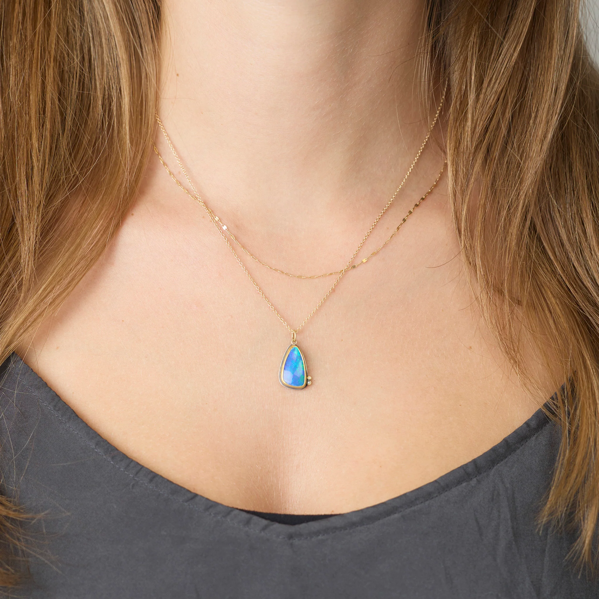 Australian Opal Necklace with Diamonds - Image 2