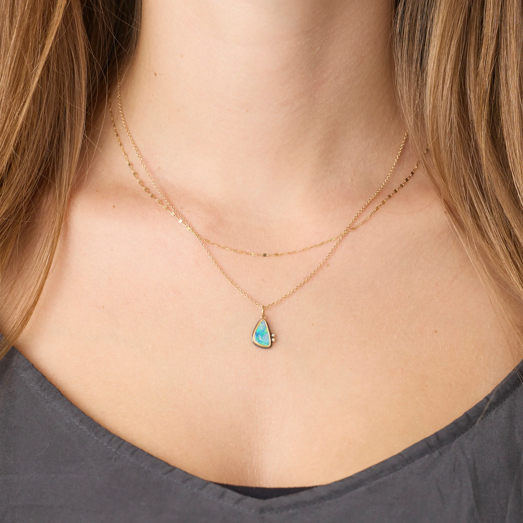 Australian Opal Necklace with Diamonds - Image 2
