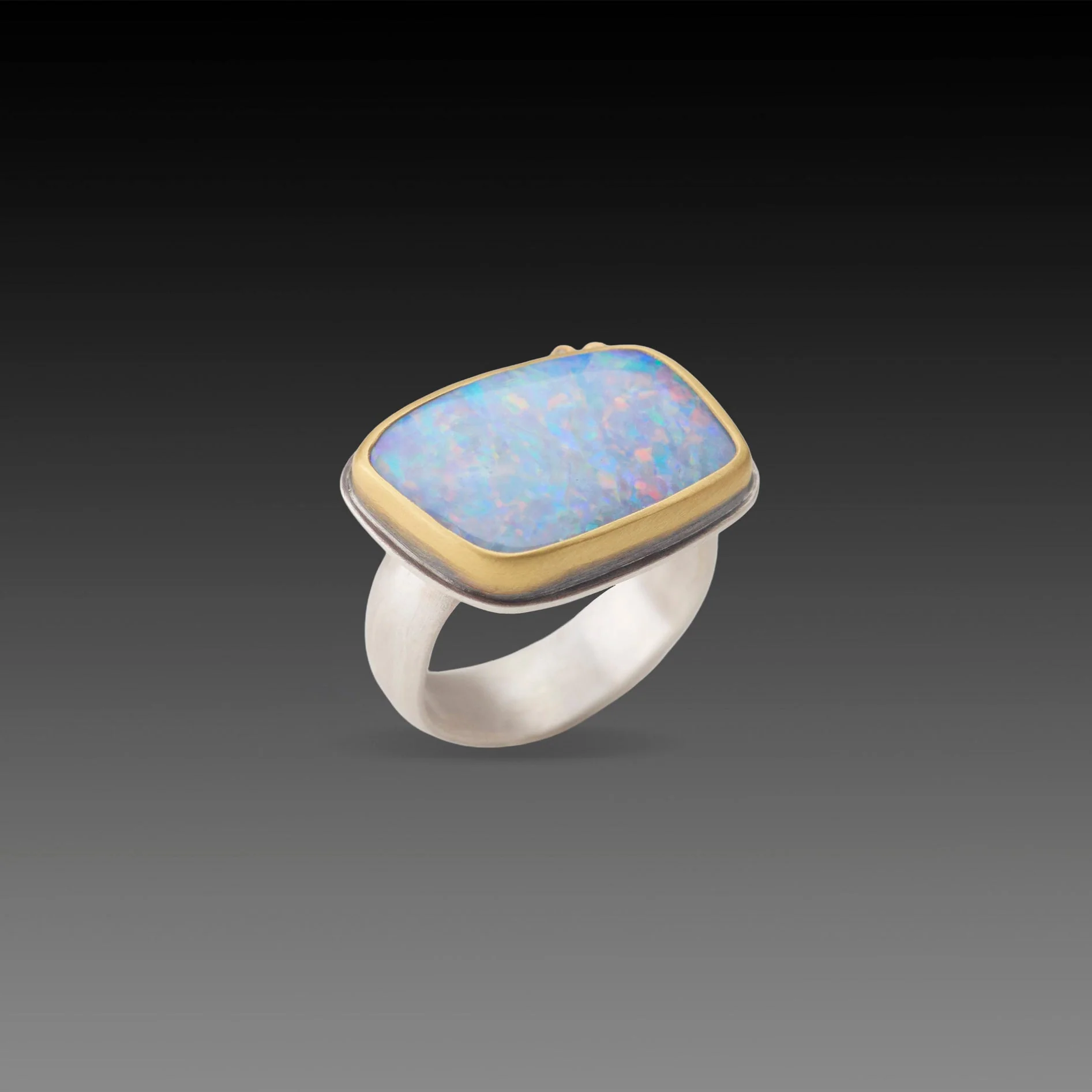 Australian Opal Ring with Diamond Duo - Image 3