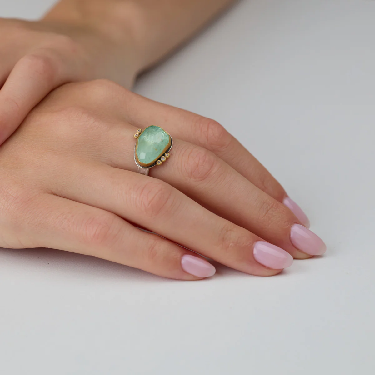 Beryl Ring with Diamonds - Image 2
