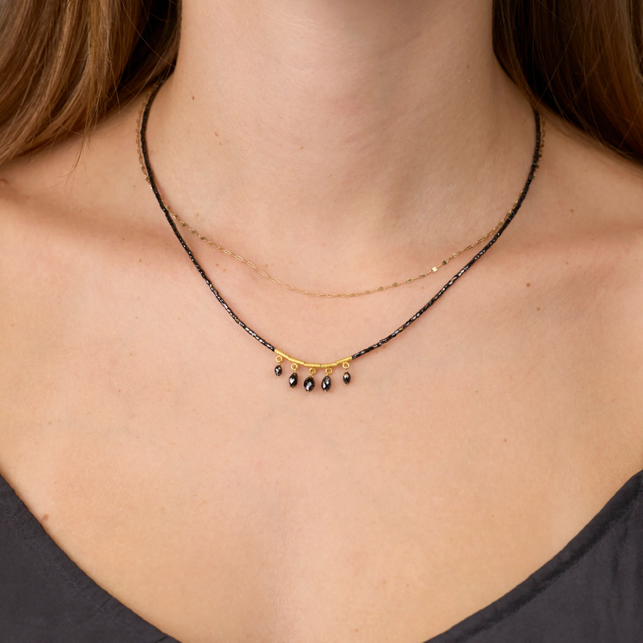 Black Diamond Fringe Necklace - Image 2