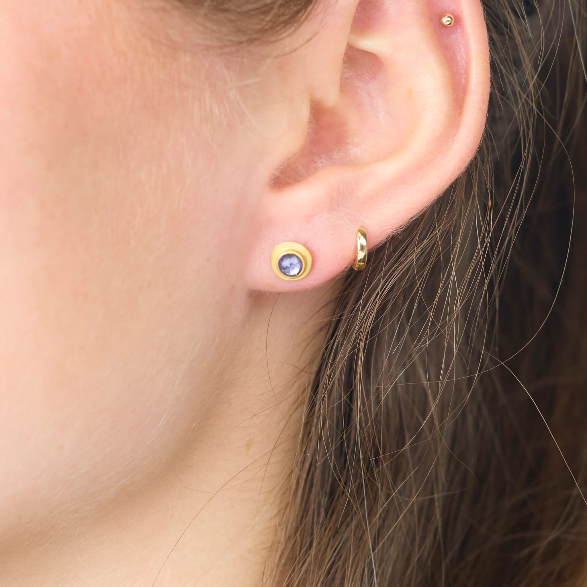 Blue Sapphire Stud Earrings - Image 2