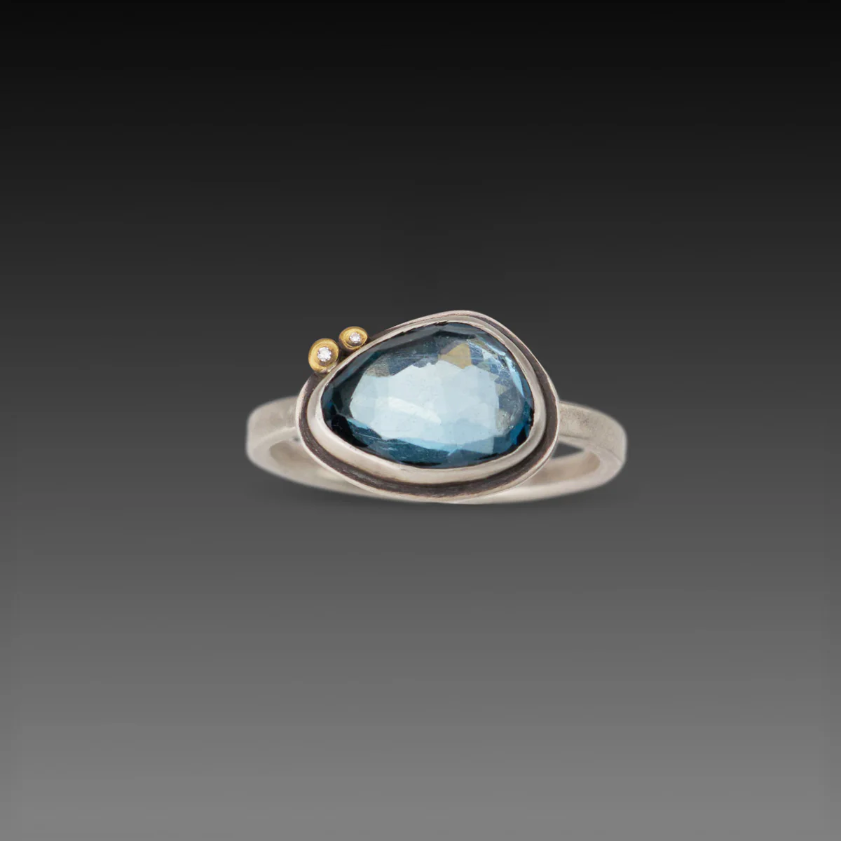 Blue Topaz Ring with Diamonds