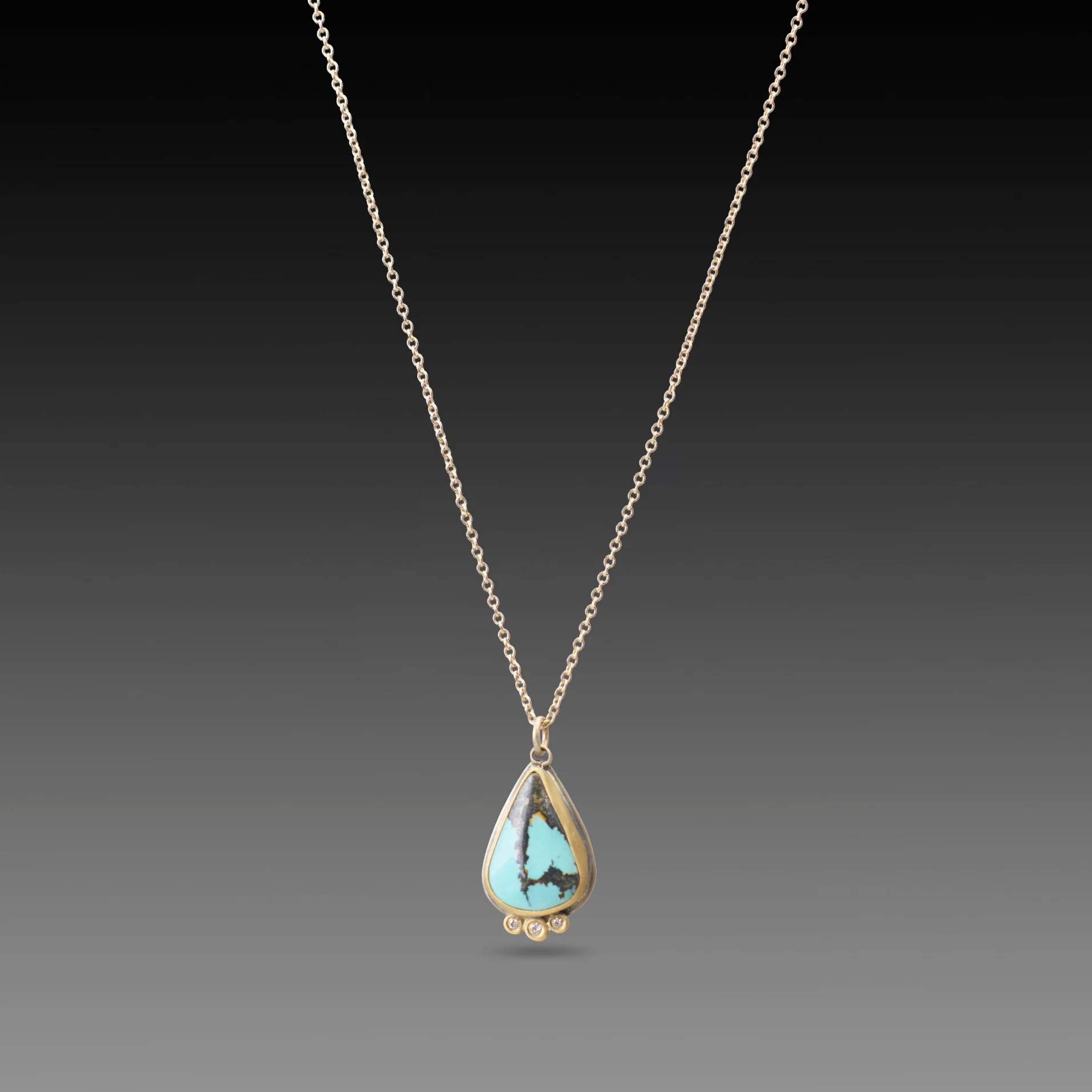 Turquoise Teardrop Necklace with Diamonds