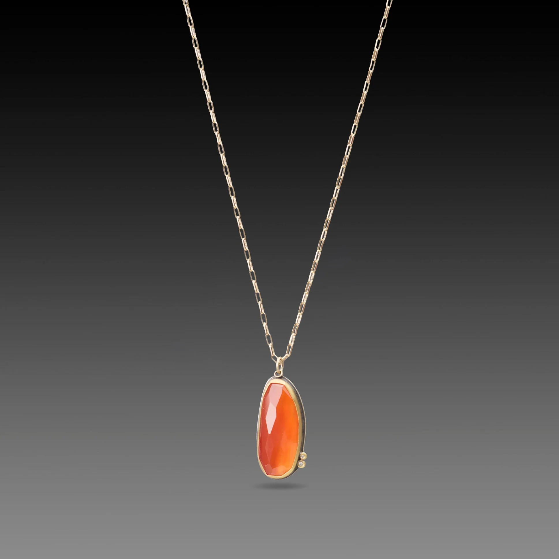 Carnelian Necklace with Diamond Duo