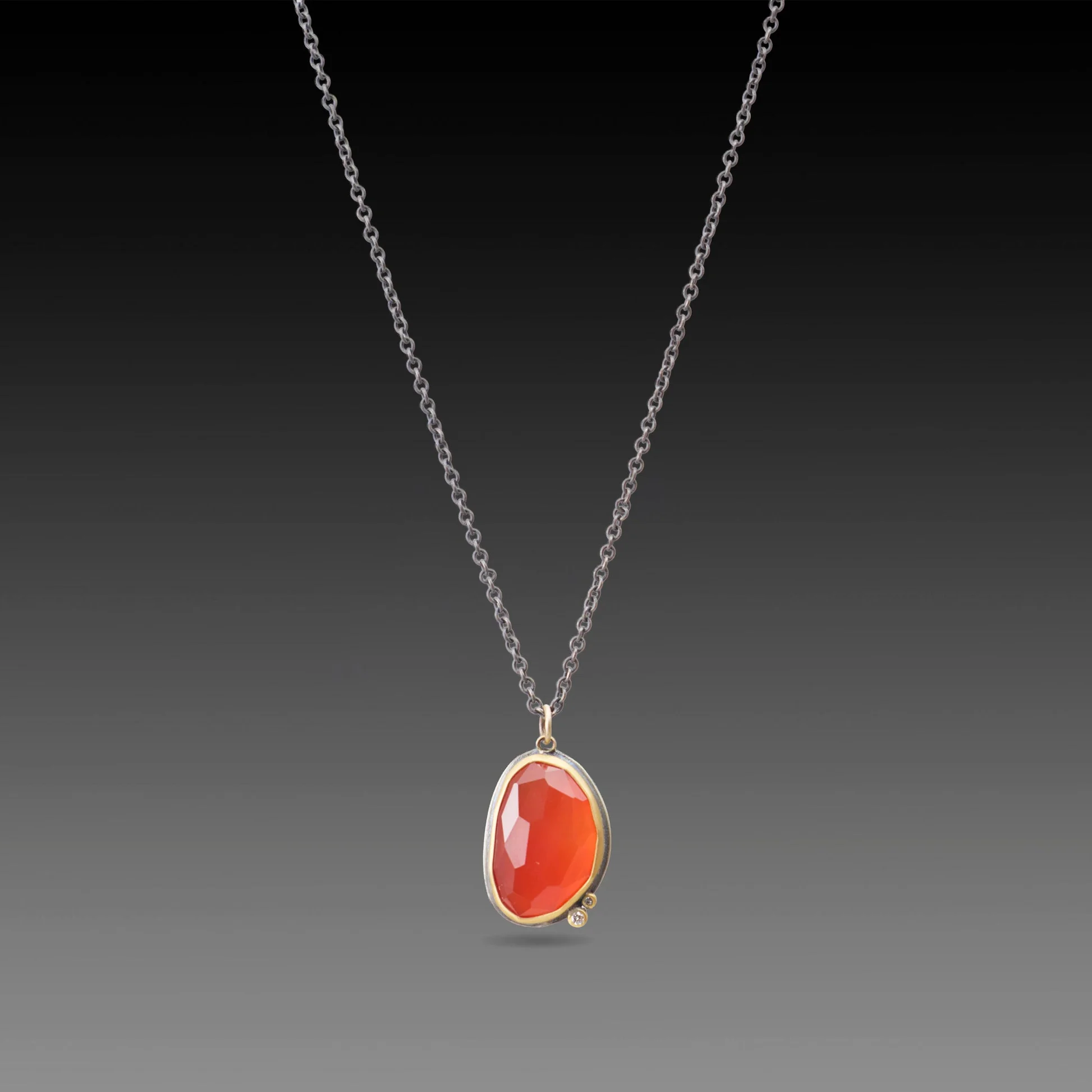 Carnelian Necklace with Diamond Duo