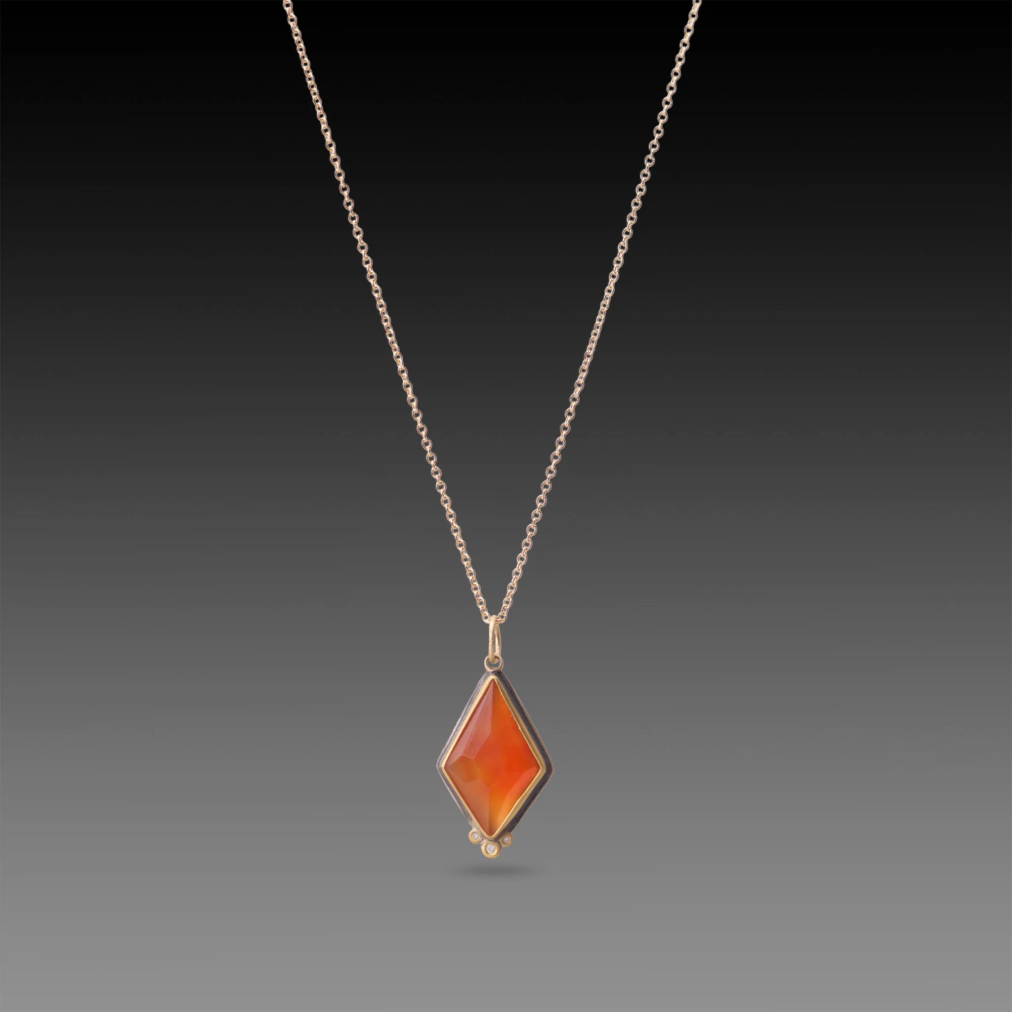 Carnelian Necklace with Diamond Trio