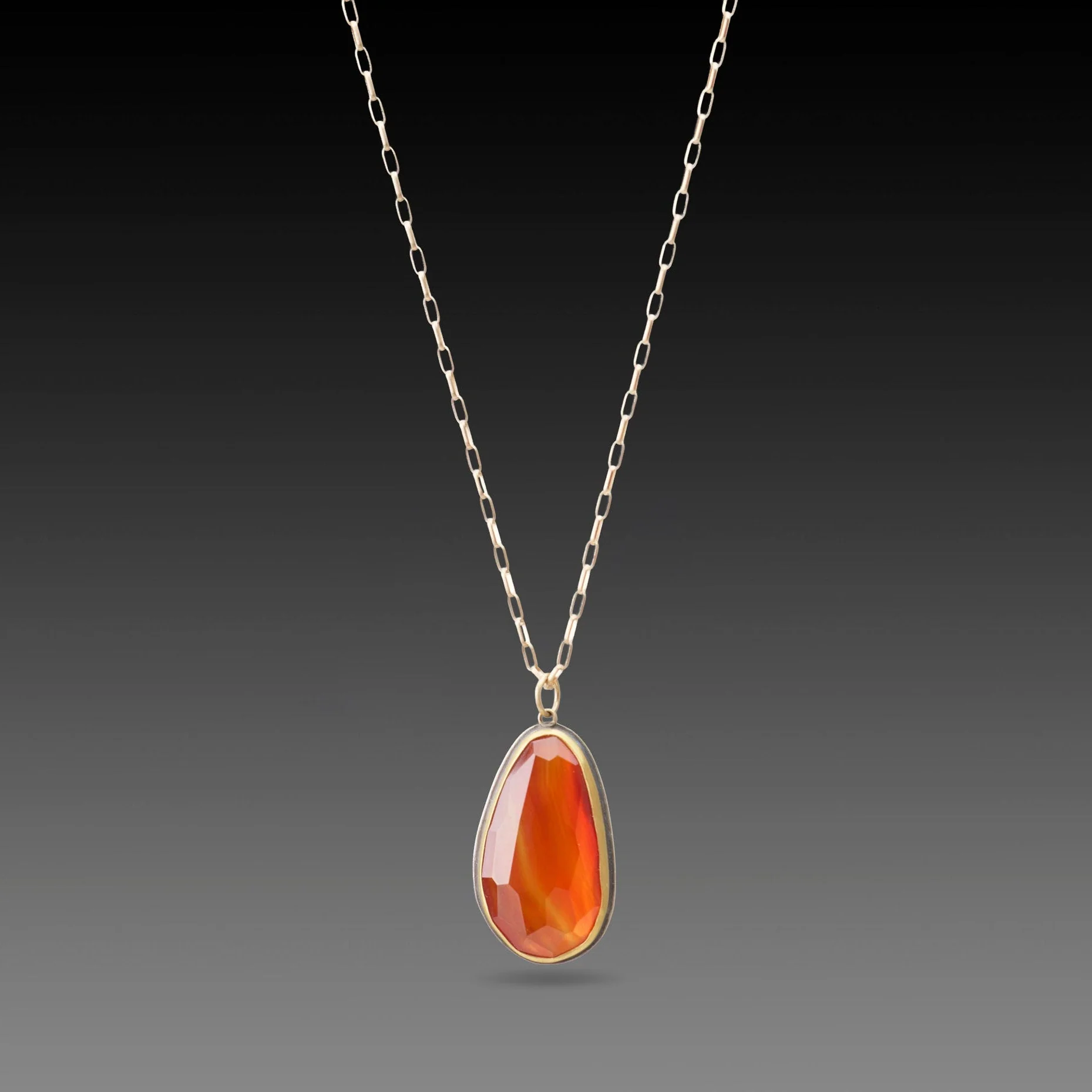 Carnelian Necklace with Paperclip Chain