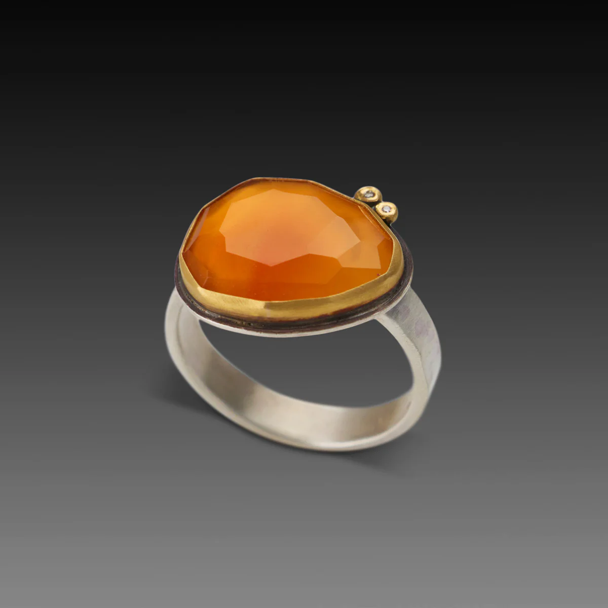 Carnelian Ring with Diamonds - Image 3