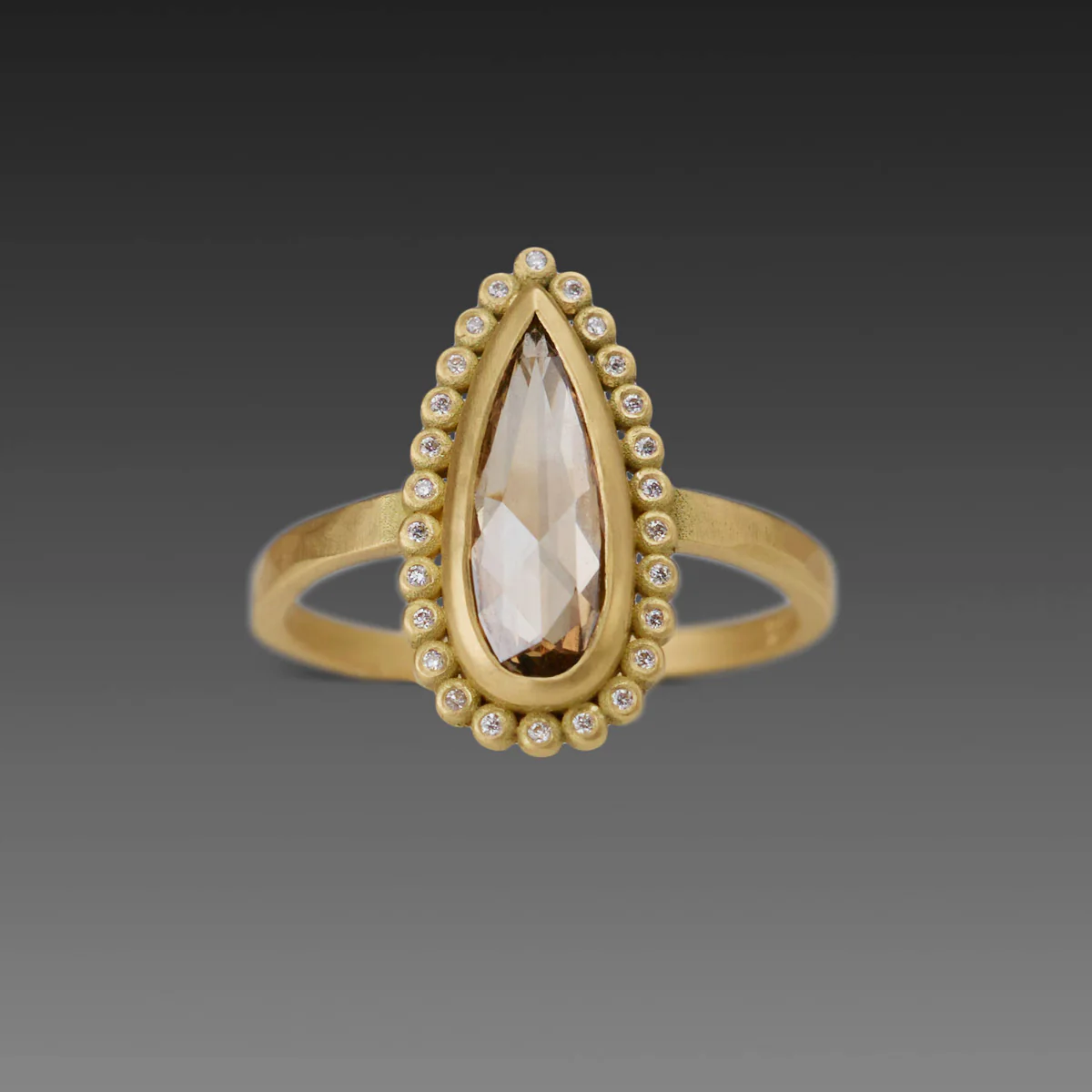 Champagne Diamond Ring with Diamond Halo