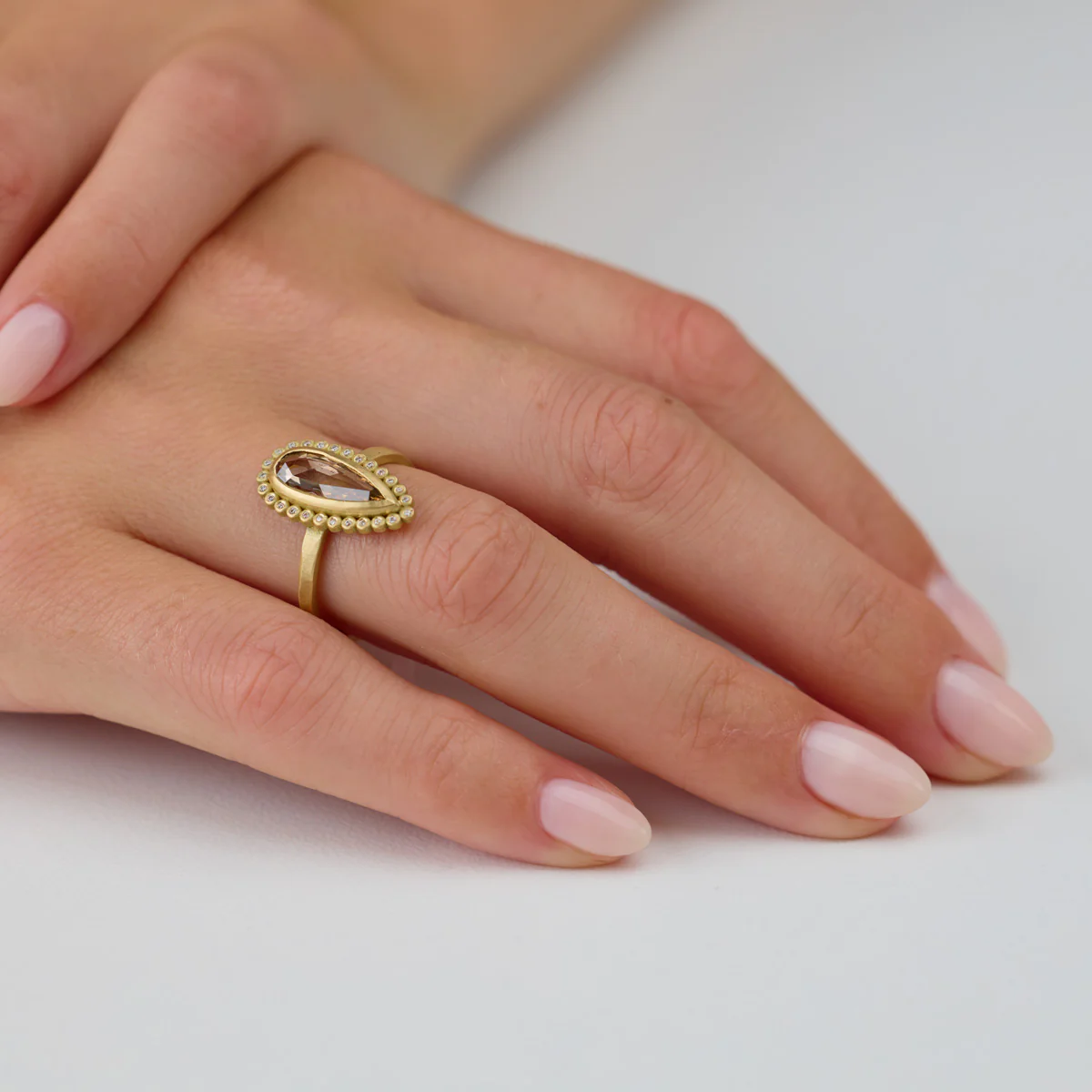 Champagne Diamond Ring with Diamond Halo - Image 2