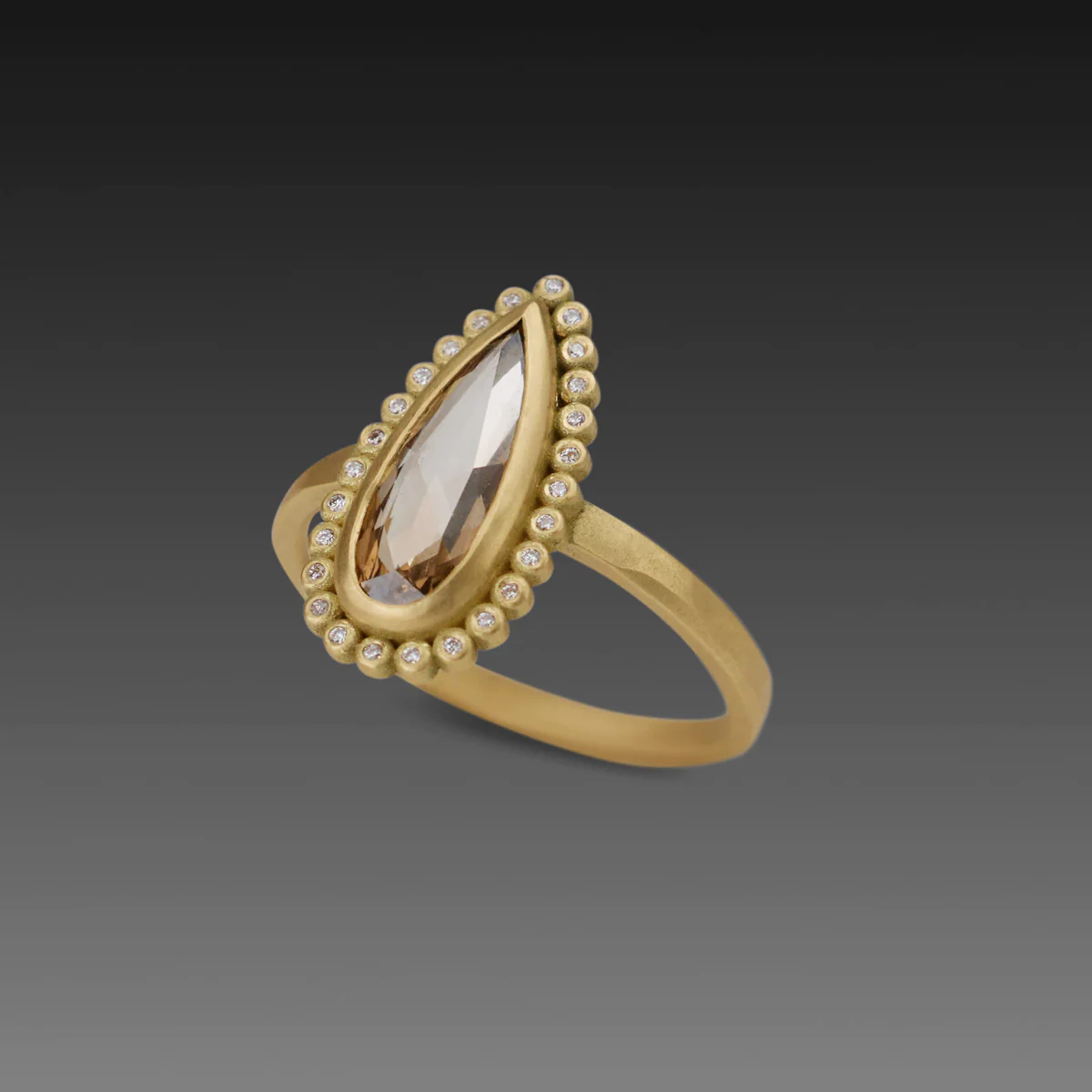 Champagne Diamond Ring with Diamond Halo - Image 3