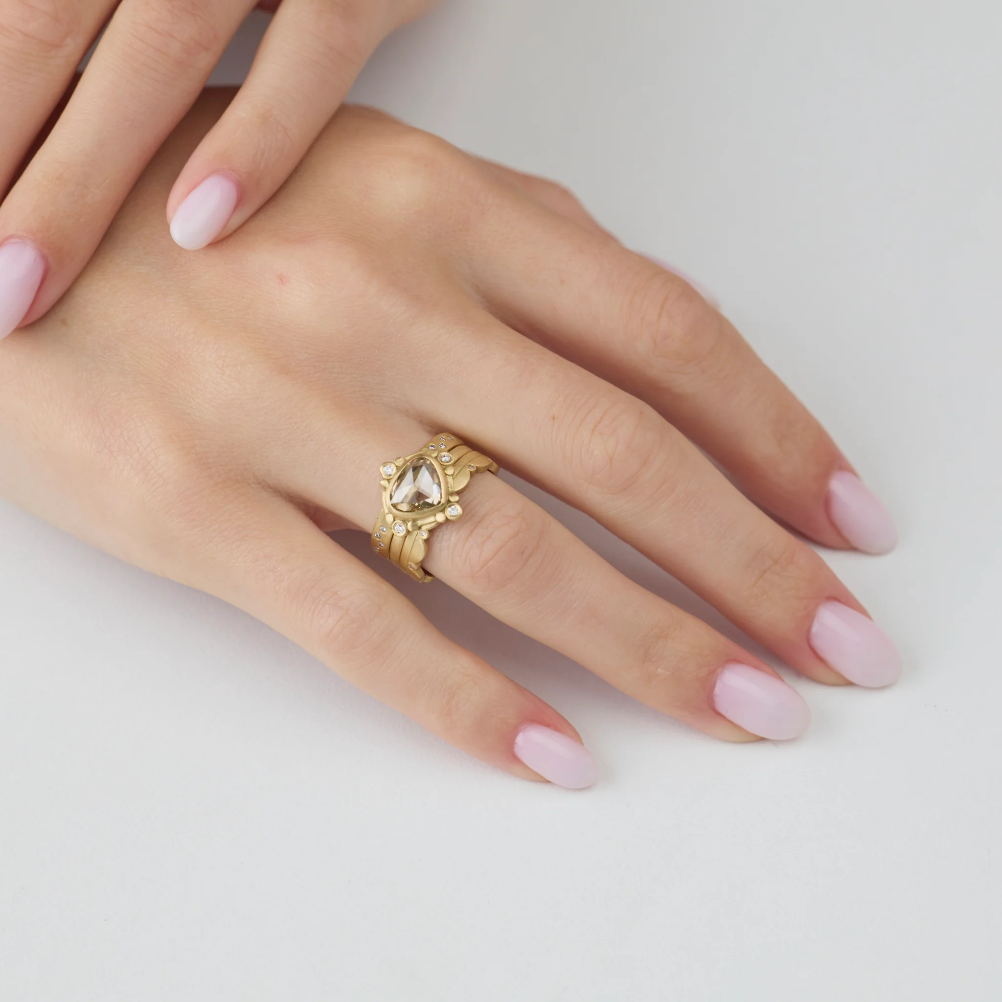 Champagne Diamond Teardrop Ring - Image 4