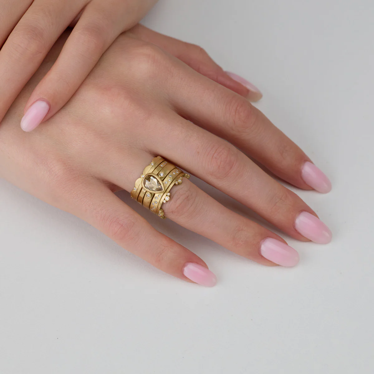 Champagne Diamond Teardrop Ring - Image 2
