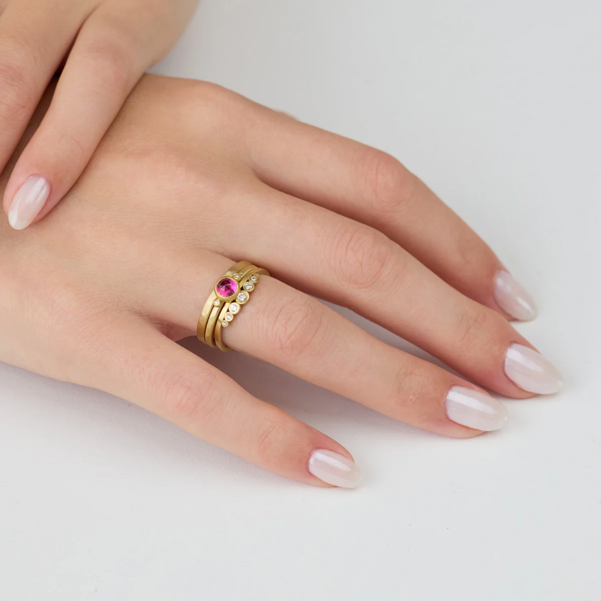 Delicate Ruby Ring with Two Diamonds - Image 3