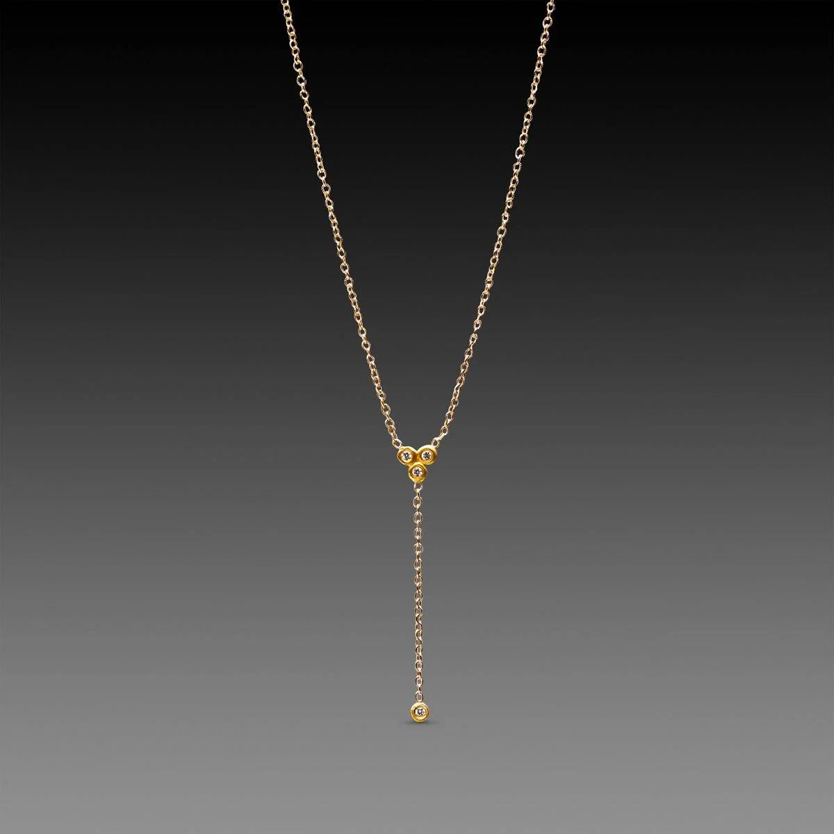 Delicate Diamond Trio Necklace with Diamond Drop