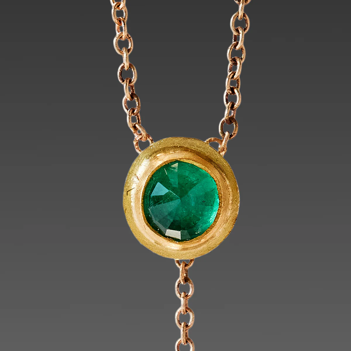 Delicate Emerald Necklace with Gold Drop - Image 2