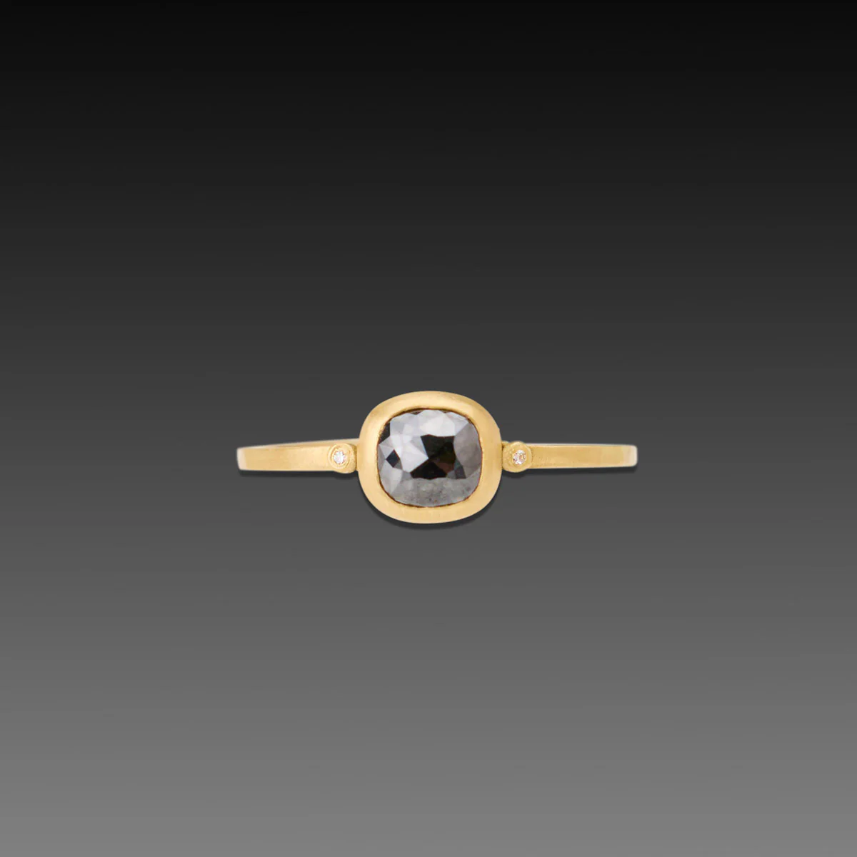 Delicate Rose Cut Black Diamond Ring - Image 3