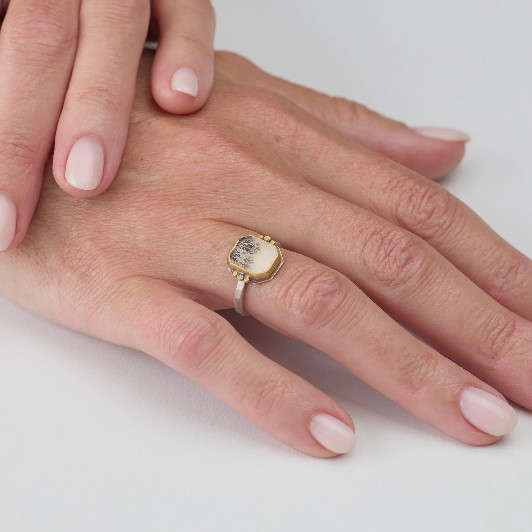 Dendritic Agate Ring with 22k Dots - Image 2