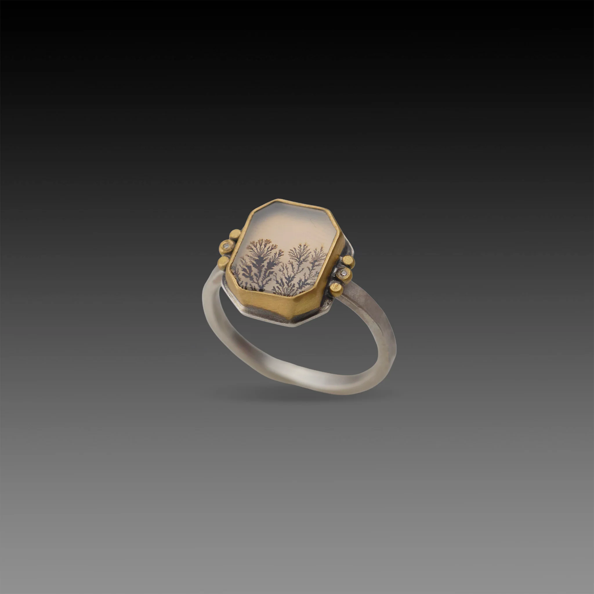 Dendritic Agate Ring with 22k Dots - Image 3