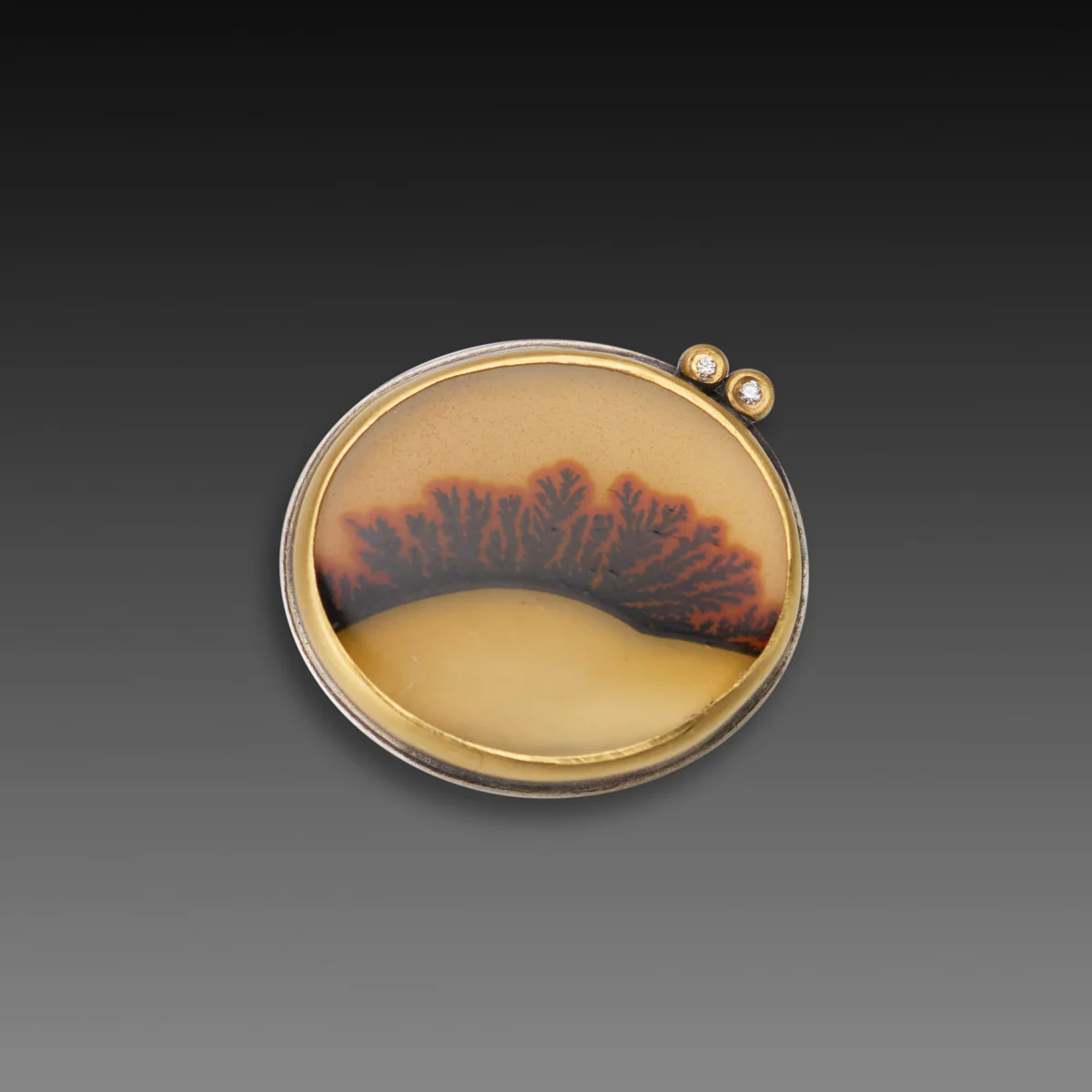 Dendritic Agate Ring with Diamonds - Image 3