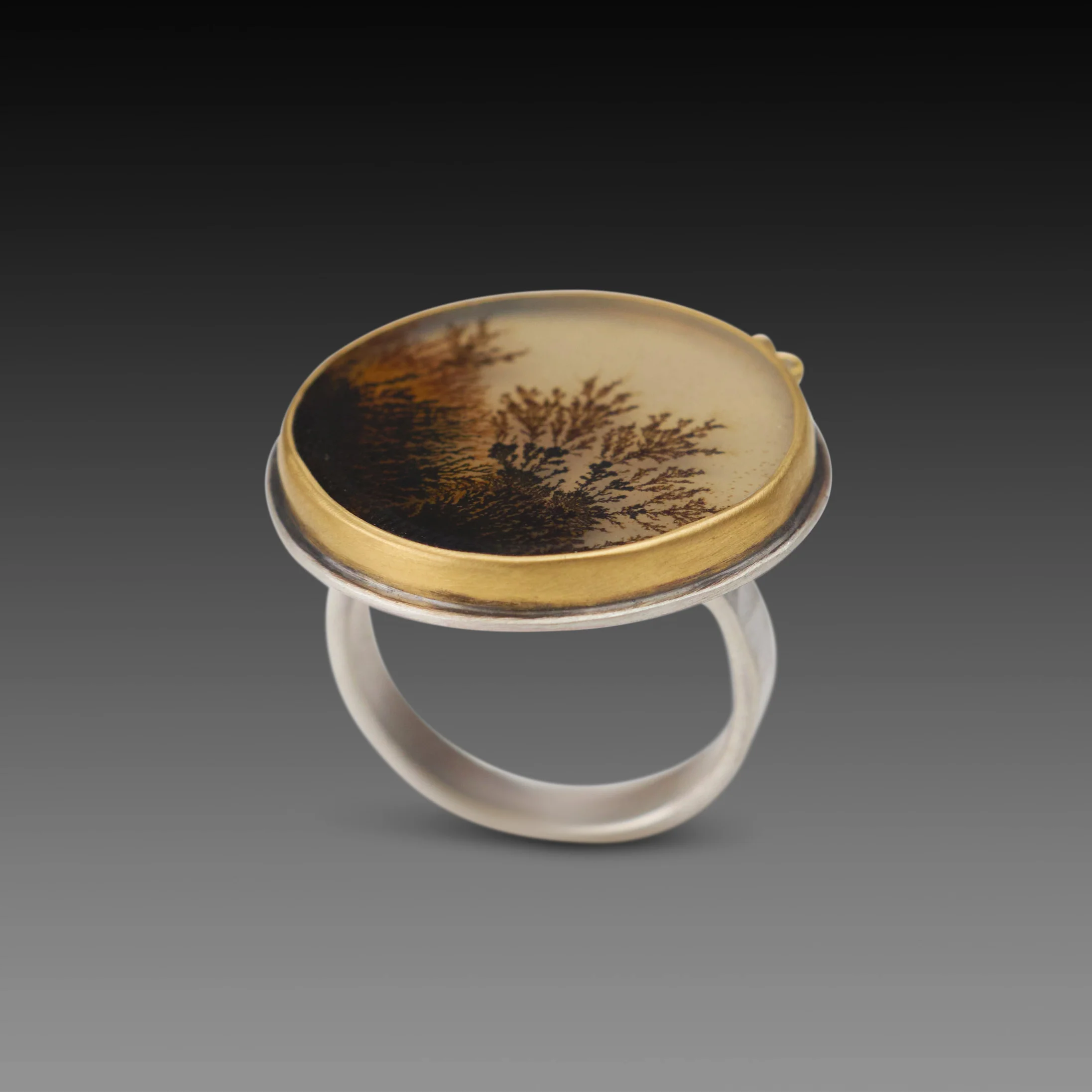 Dendritic Agate Ring with Diamonds - Image 3