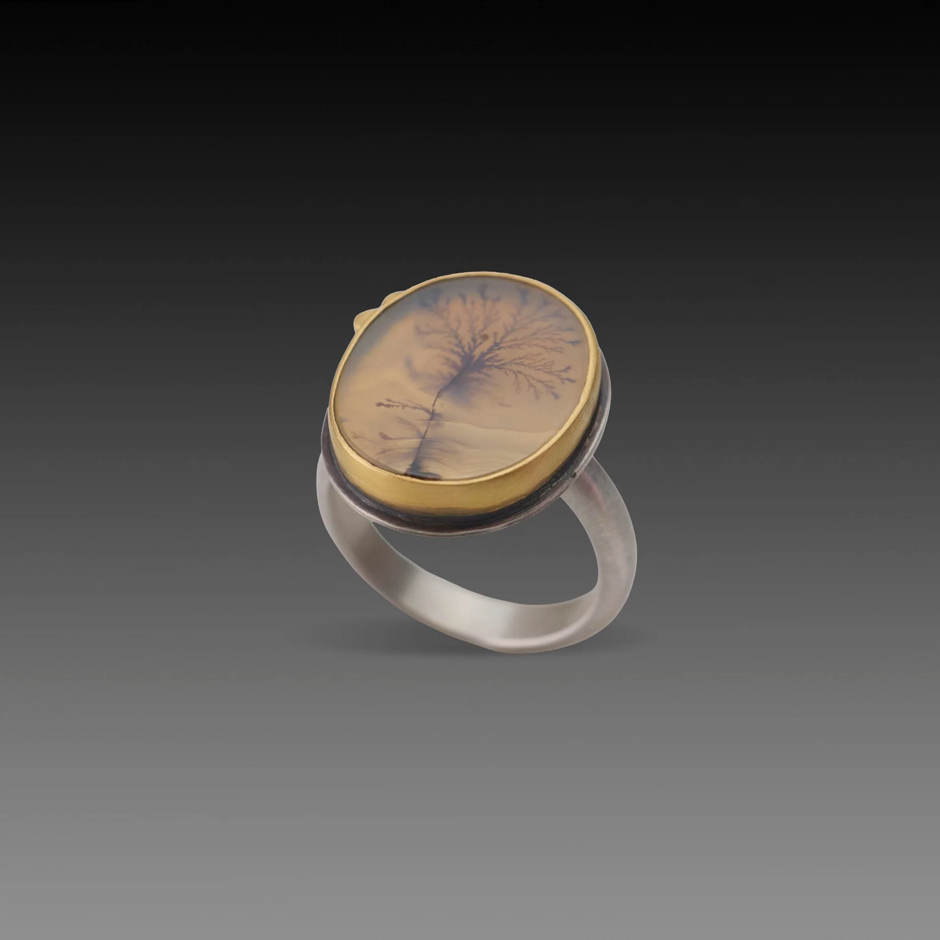 Dendritic Agate Ring with Gold Dots - Image 3