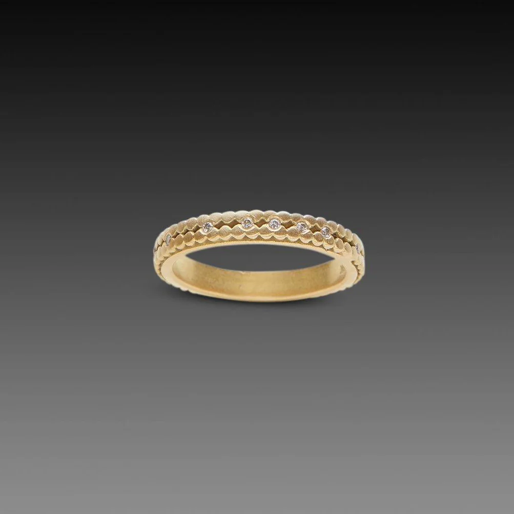 Double Raised Dot Band with Diamonds