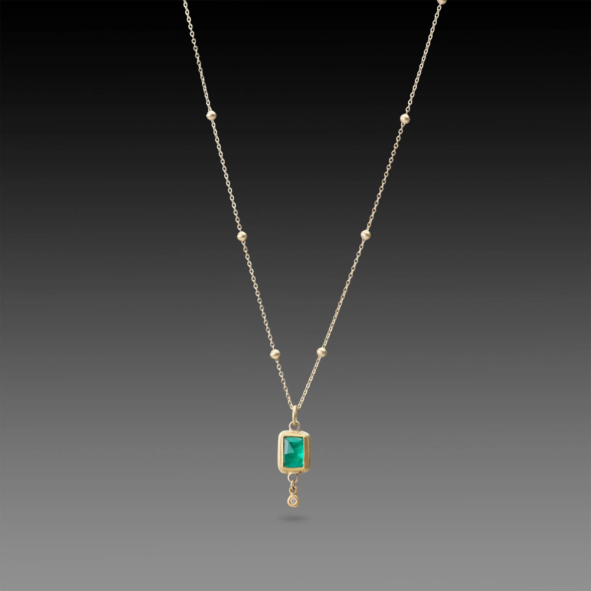 Emerald Necklace with Diamond Drop