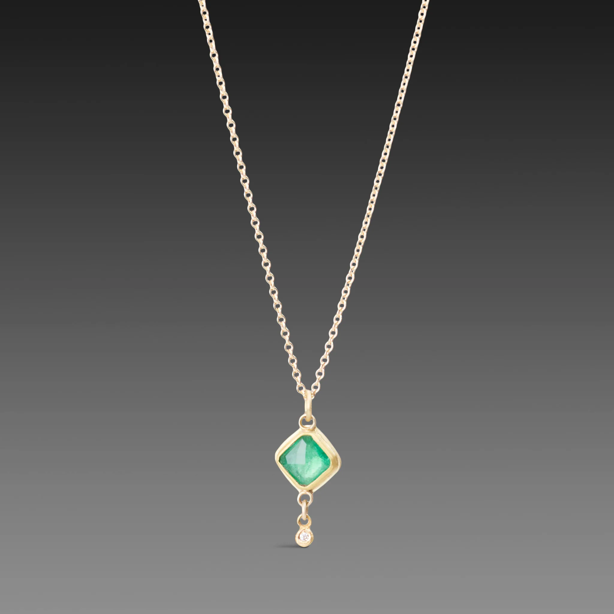 Emerald Necklace with Diamond Drop