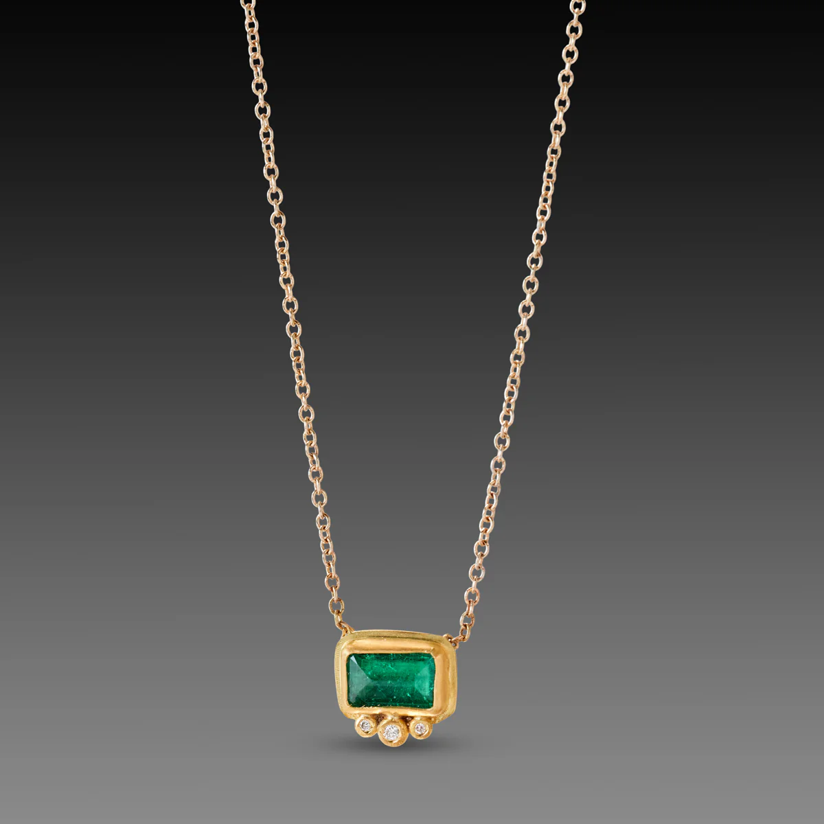 Emerald Necklace with Diamond Trio