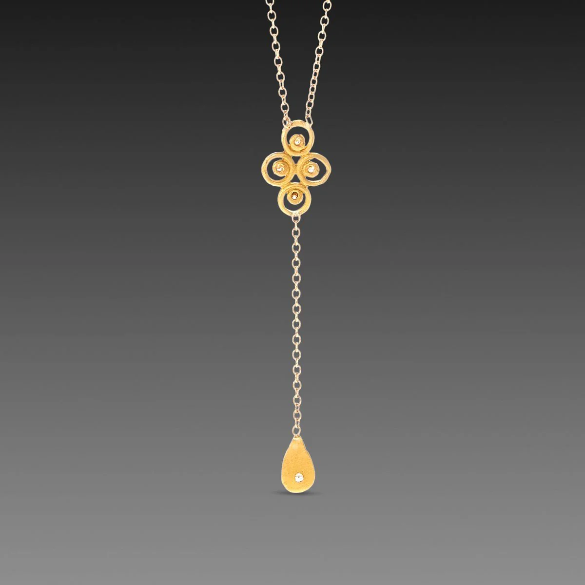 Filigree Necklace with Diamond Drop - Image 3