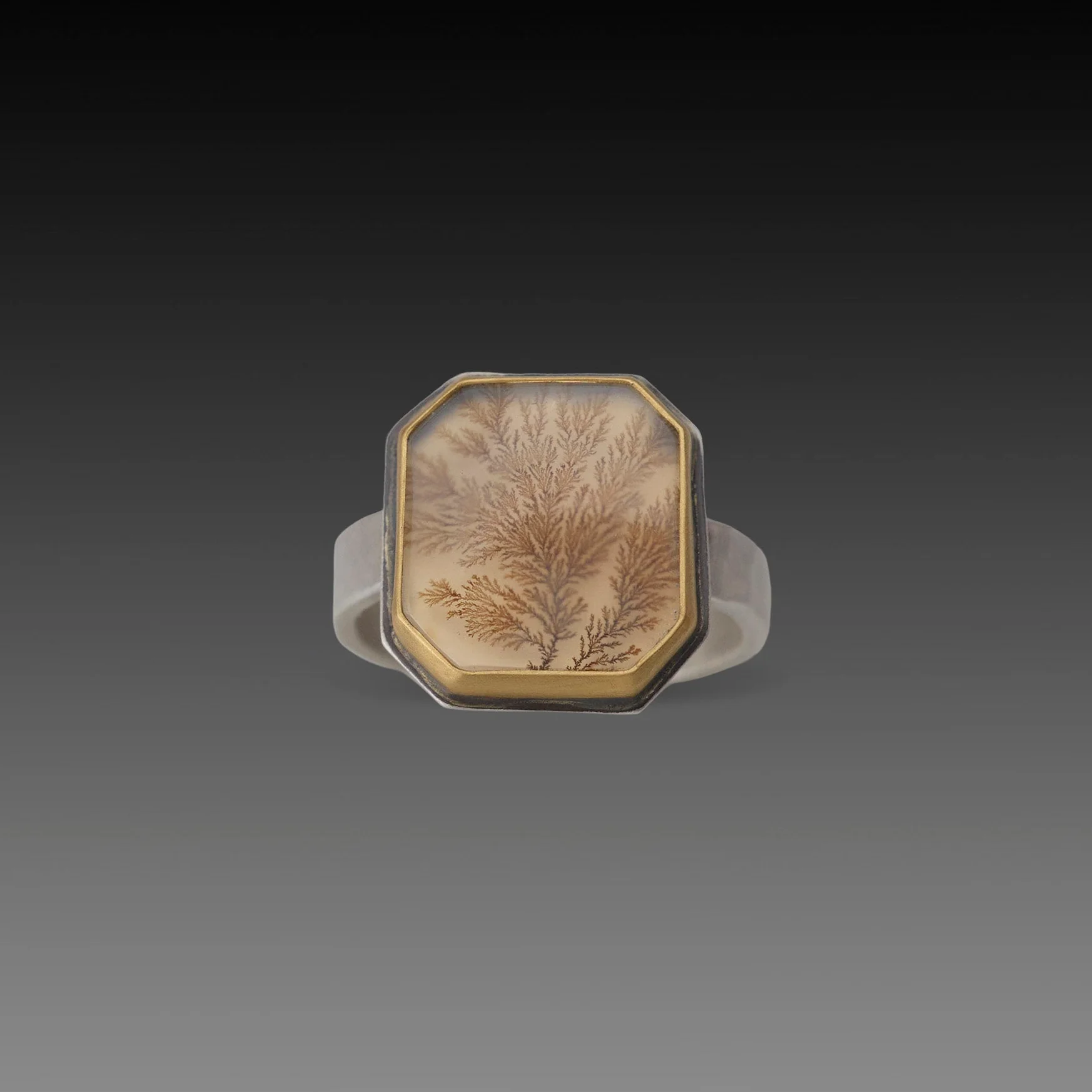 Geometric Dendritic Agate Ring
