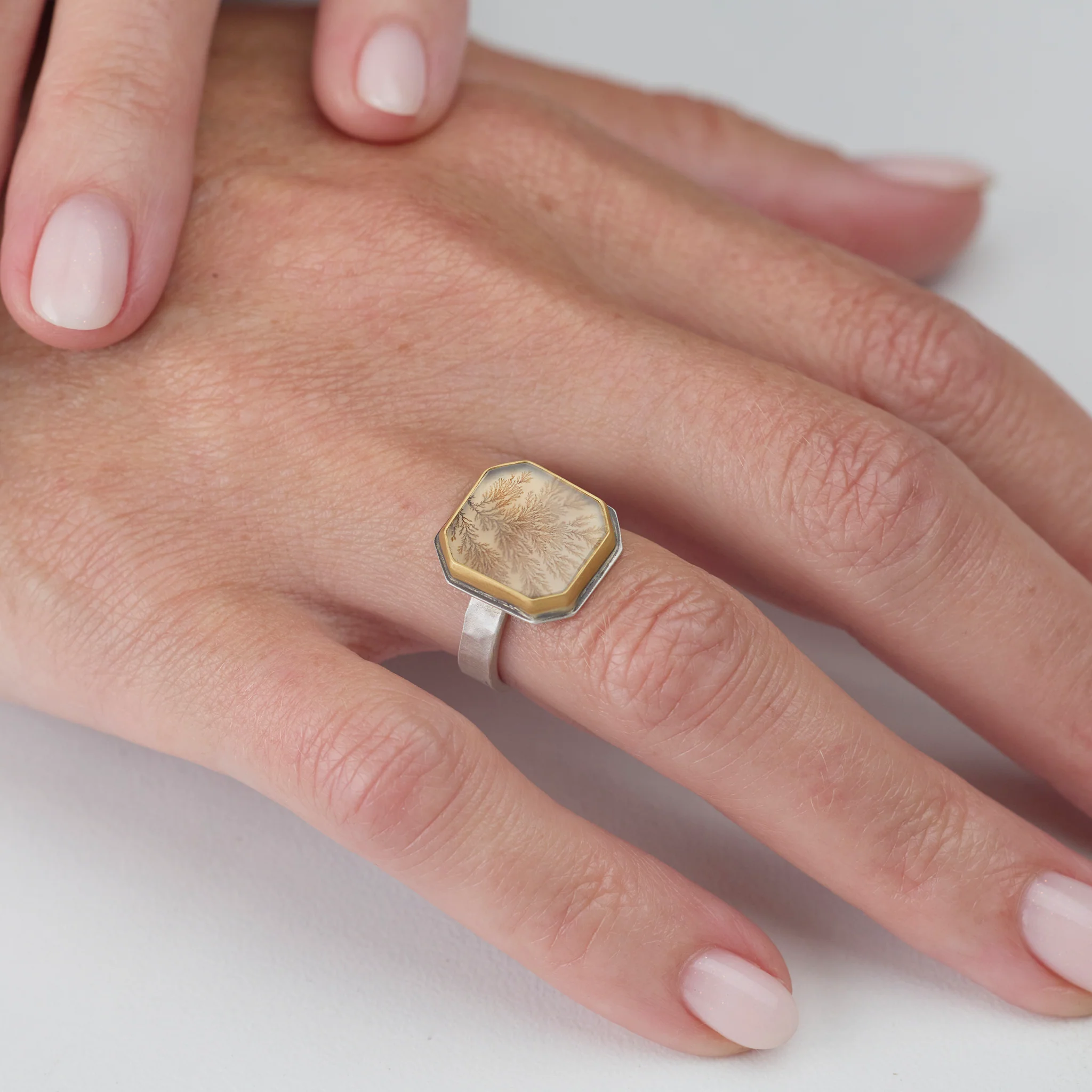 Geometric Dendritic Agate Ring - Image 2