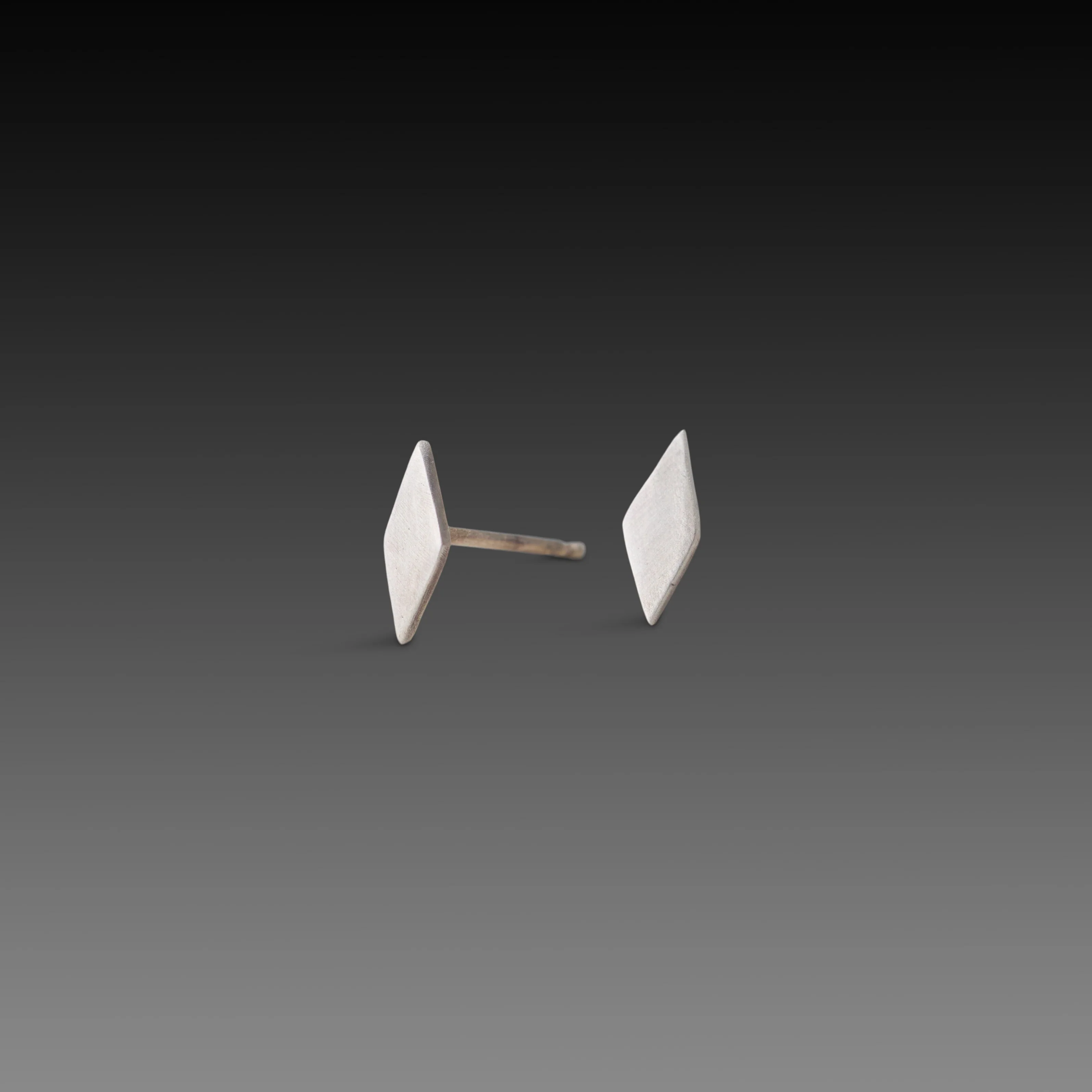 Geometric Silver Stud Earrings - Image 3