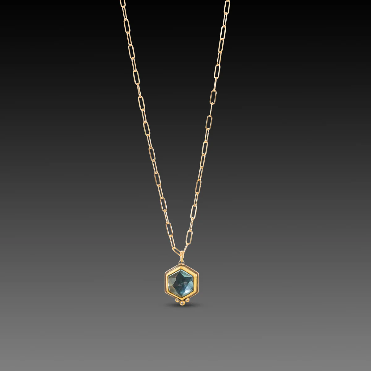 Geometric Topaz Necklace with Diamond Trio