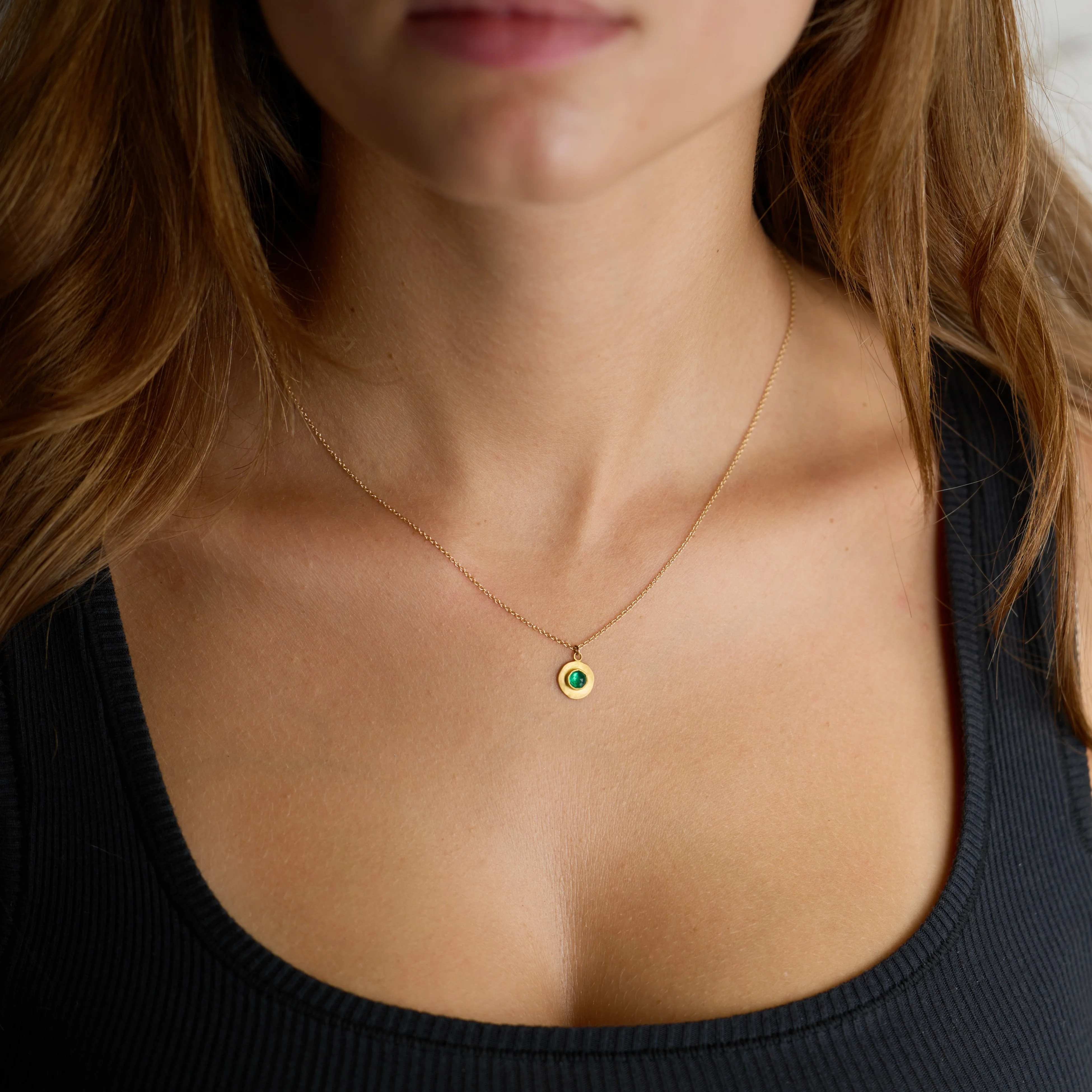Gold Disk & Emerald Necklace - Image 3