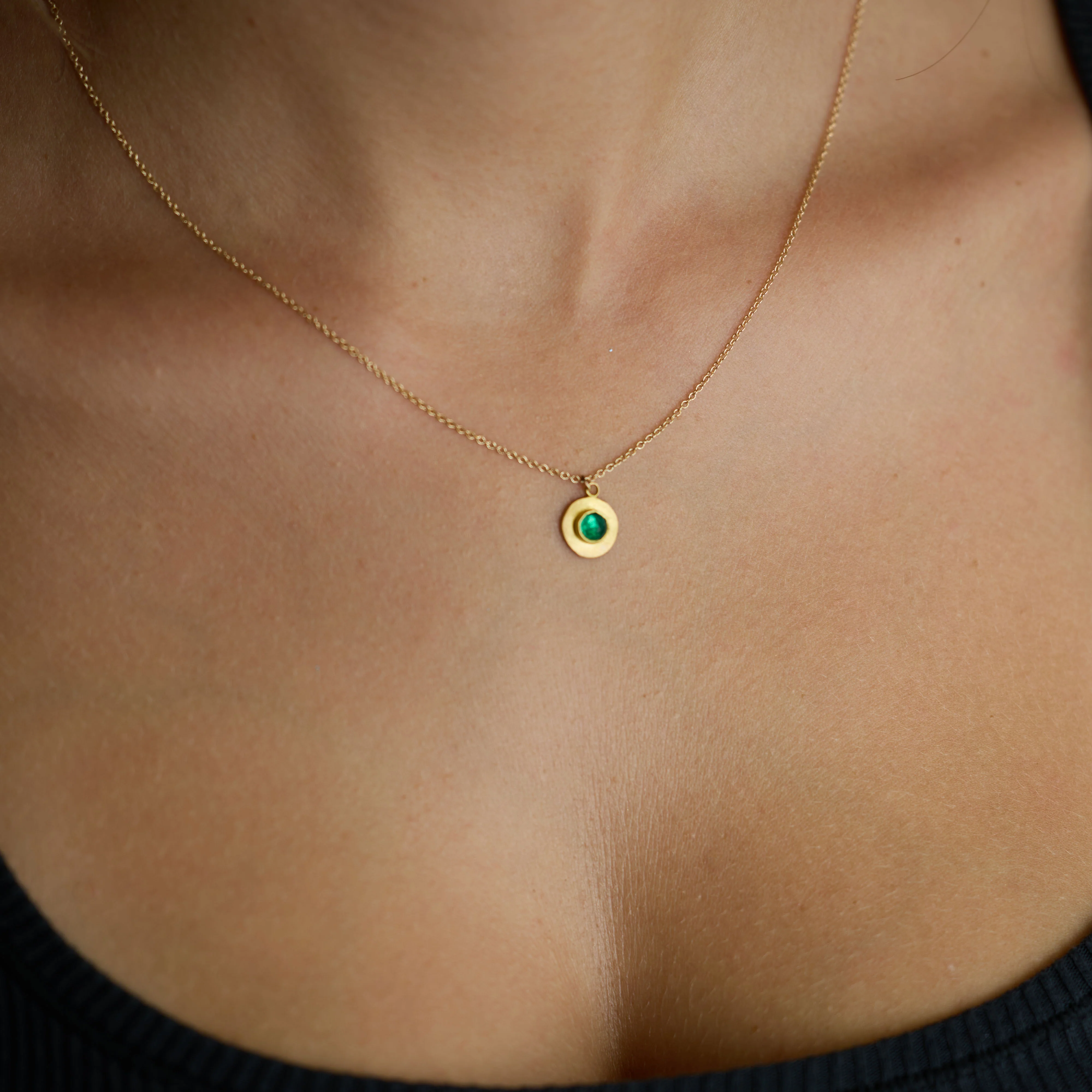 Gold Disk & Emerald Necklace - Image 4