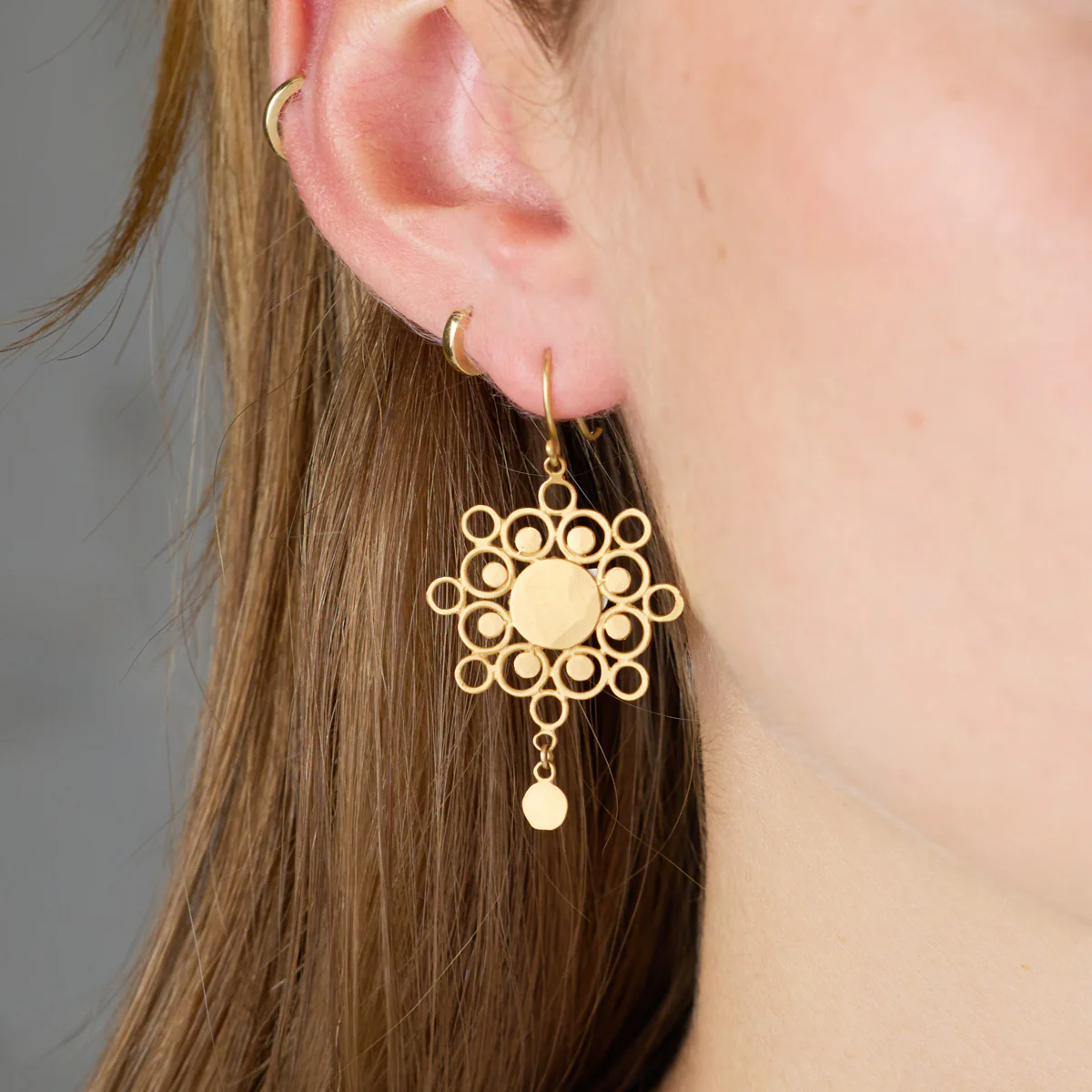 Gold Mandala Earrings - Image 3