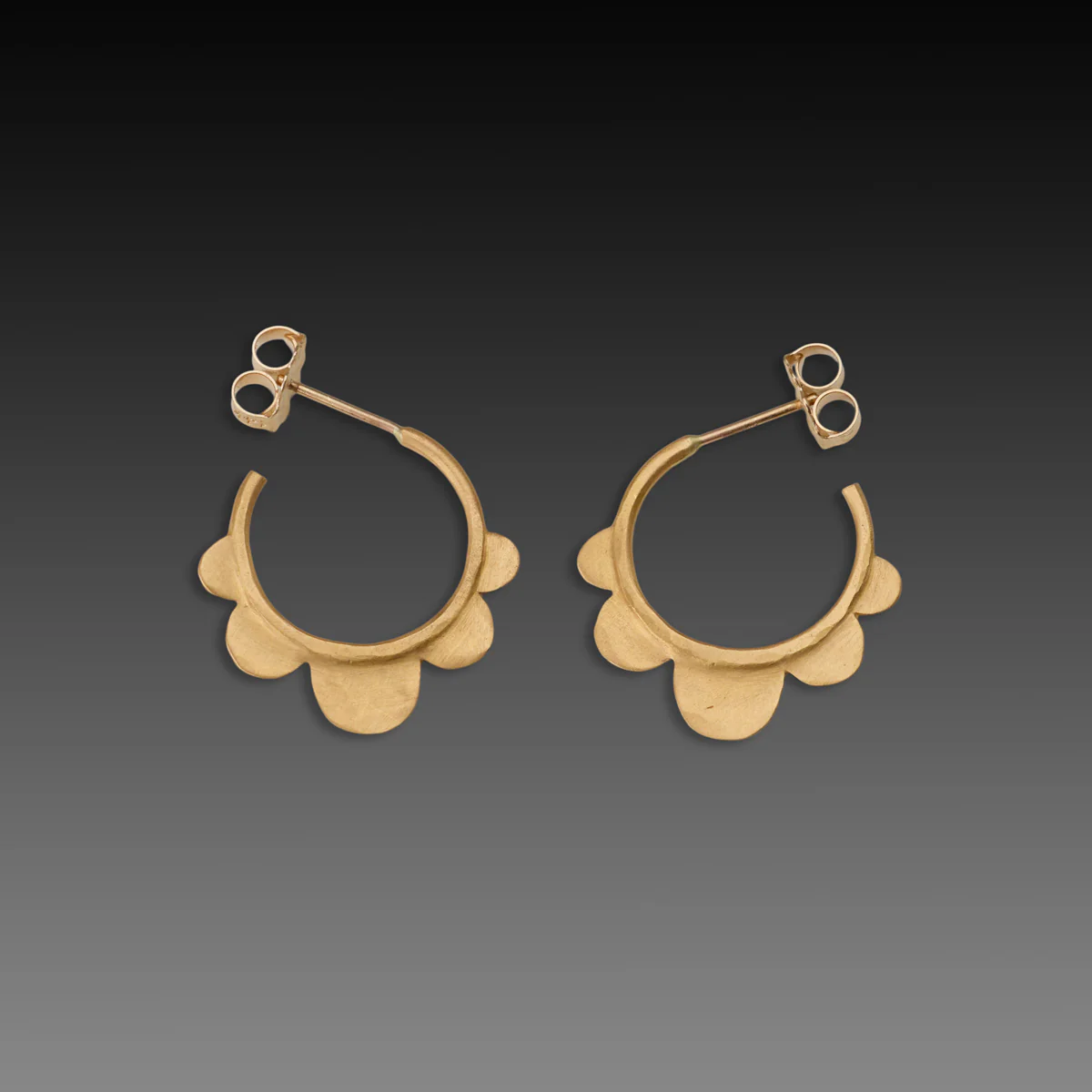 Gold Scallop Hoop Earrings - Image 3
