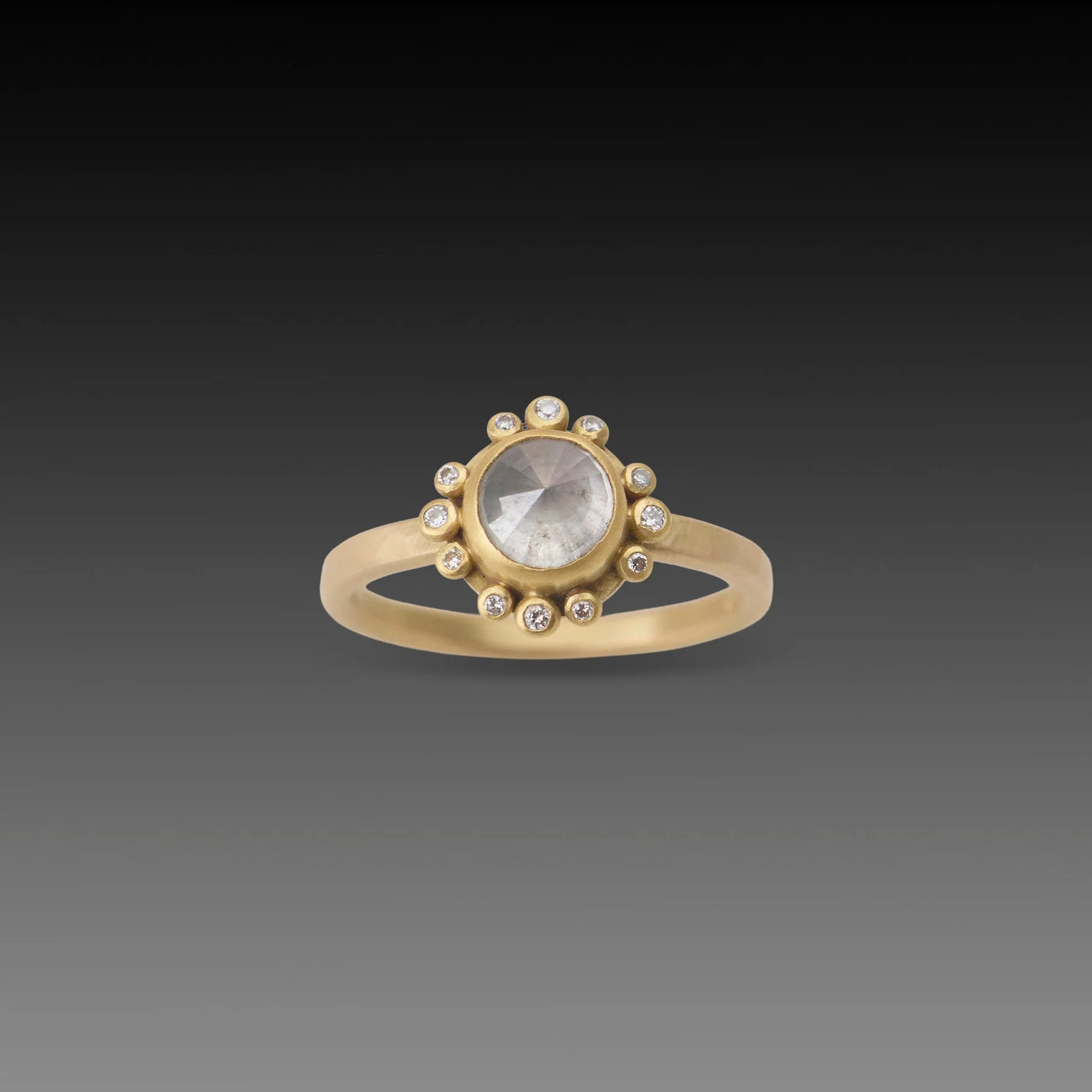 Gray Diamond Halo Ring