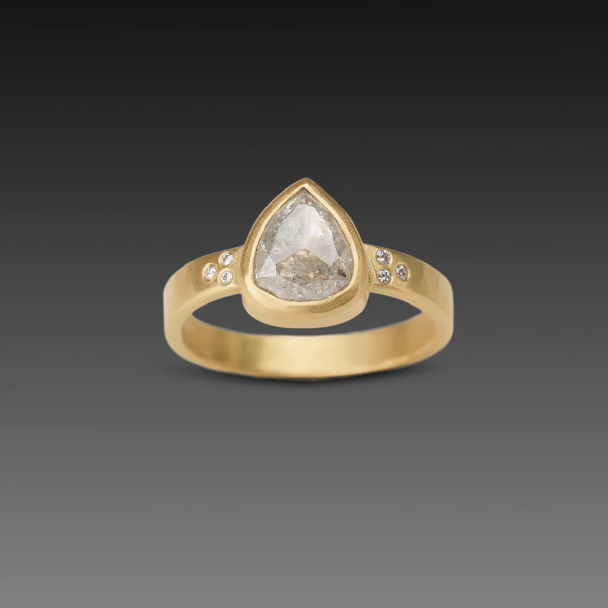 Gray Diamond Teardrop Ring
