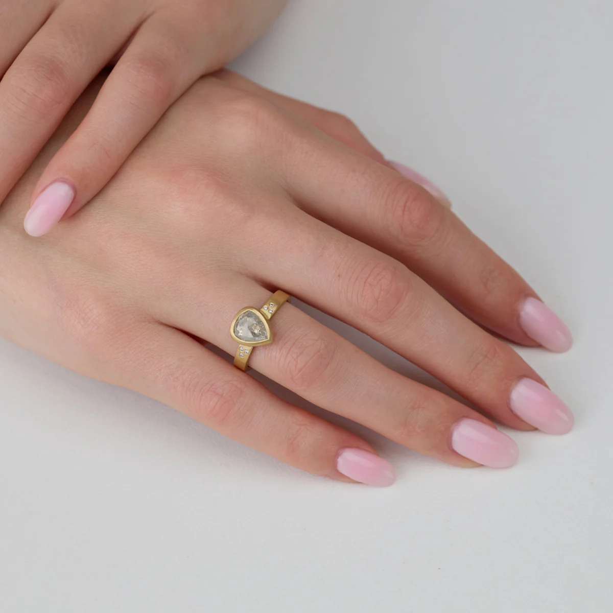 Gray Diamond Teardrop Ring - Image 2