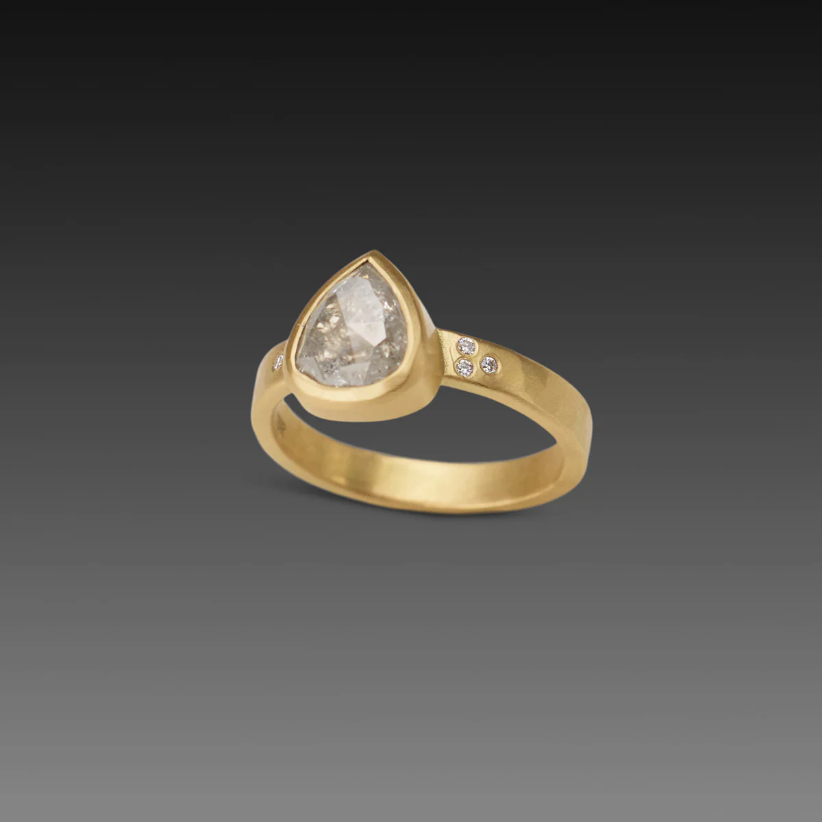 Gray Diamond Teardrop Ring - Image 3
