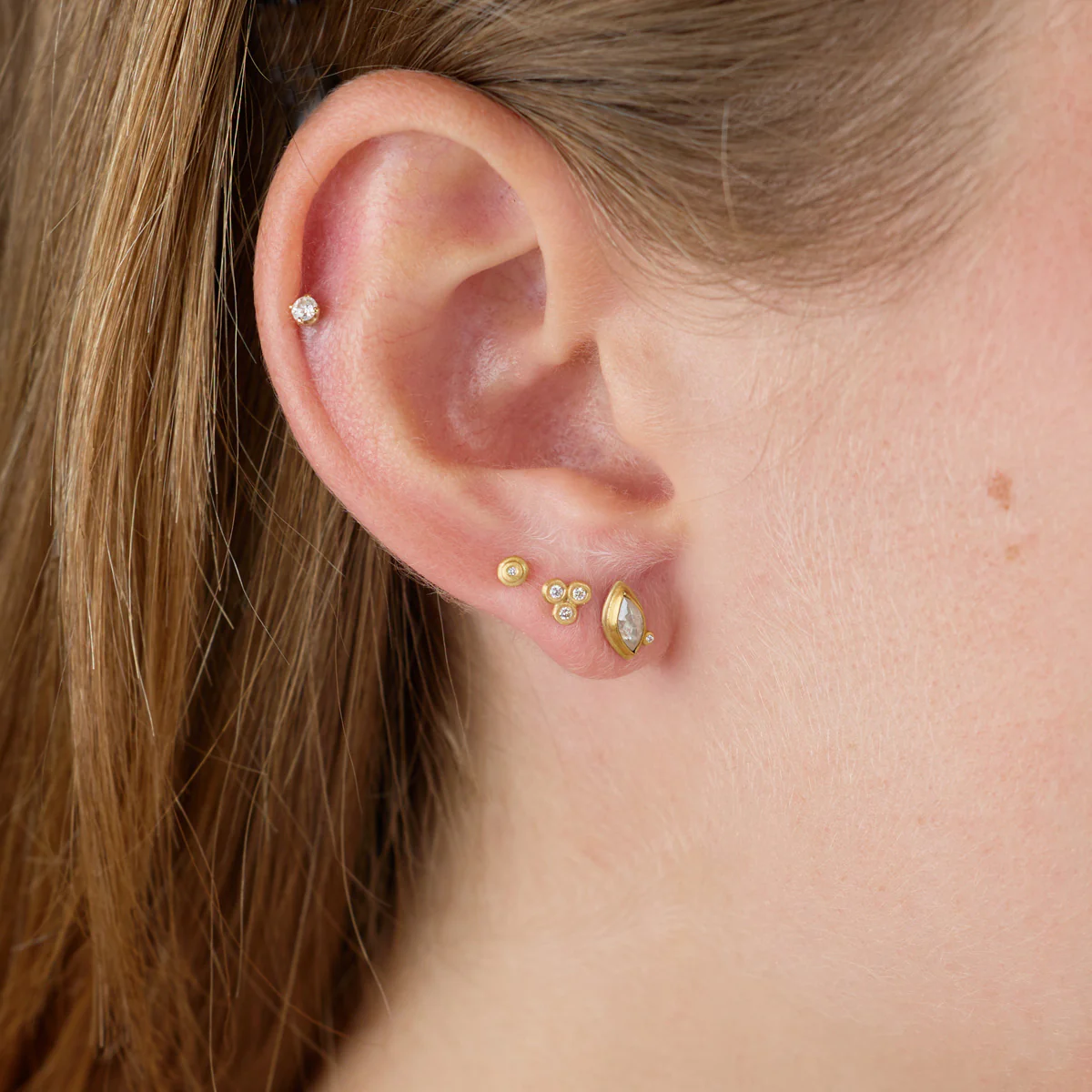 Gray Marquise Diamond Stud Earrings - Image 2